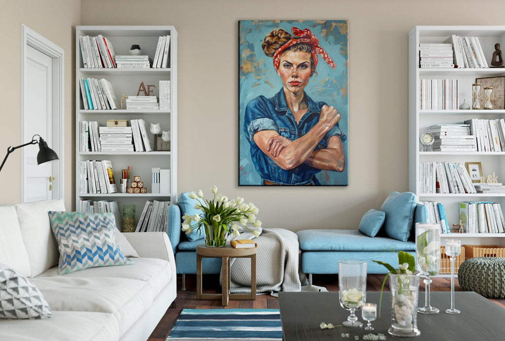 Rosie the Riveter Painting – Large Canvas Wall Art | Gallery Wrapped Canvas with Scratch Resistant Coating