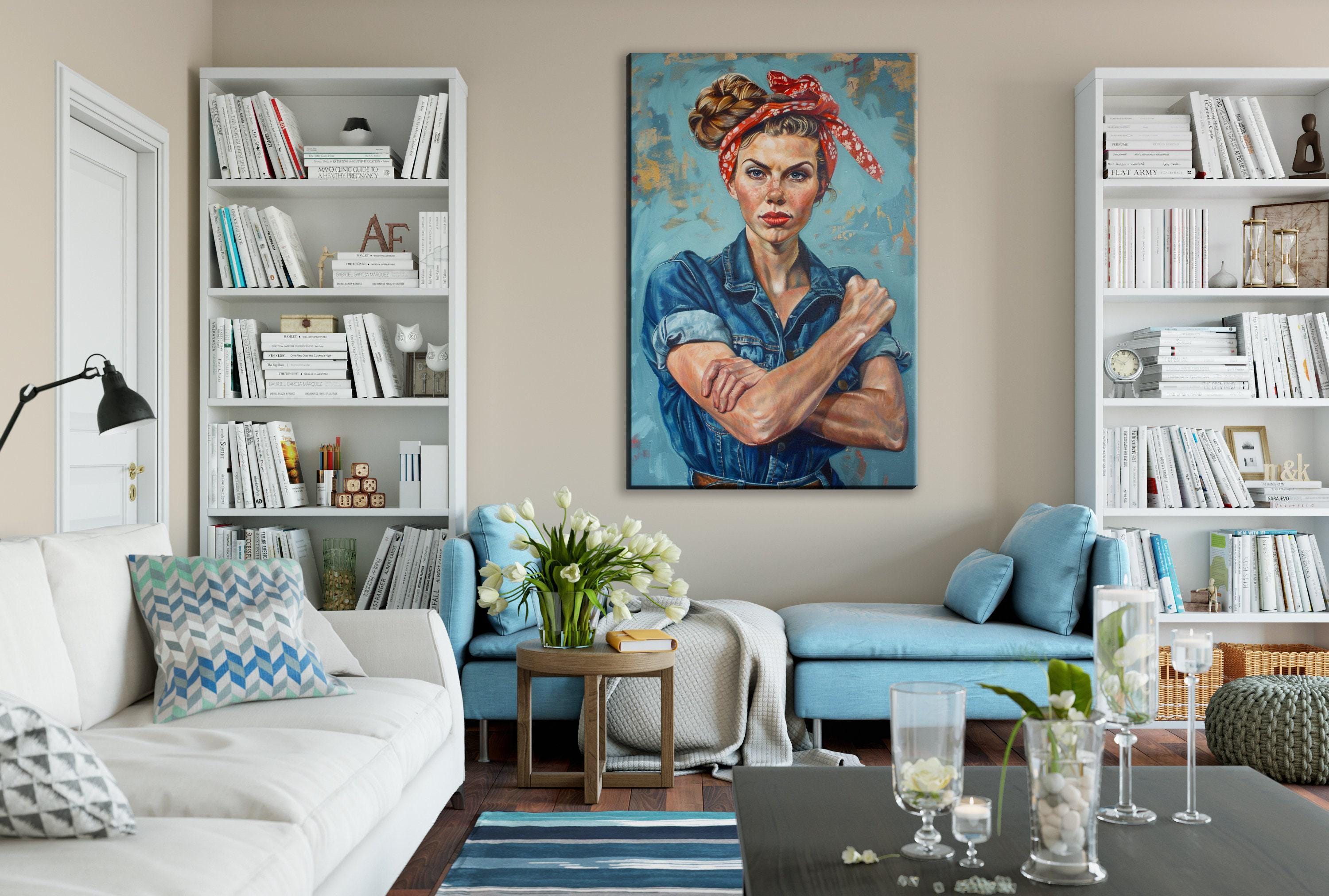 Rosie the Riveter Painting – Large Canvas Wall Art | Gallery Wrapped Canvas with Scratch Resistant Coating