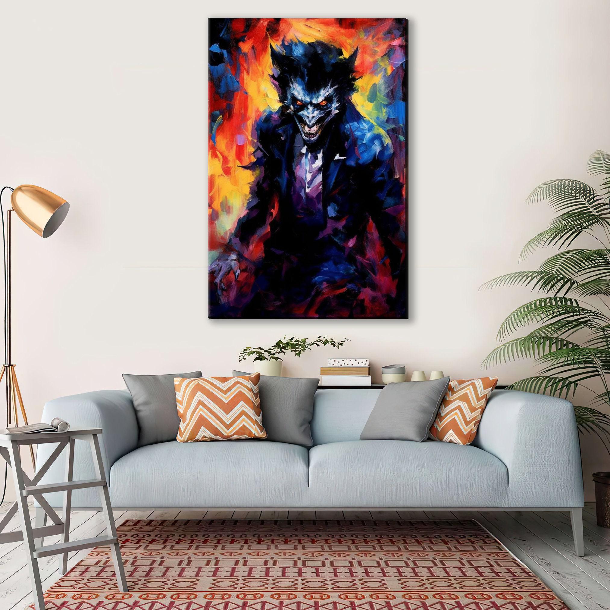 Werewolf Halloween Wall Art – Large Gallery Wrapped Canvas | Spooky Creature Decor