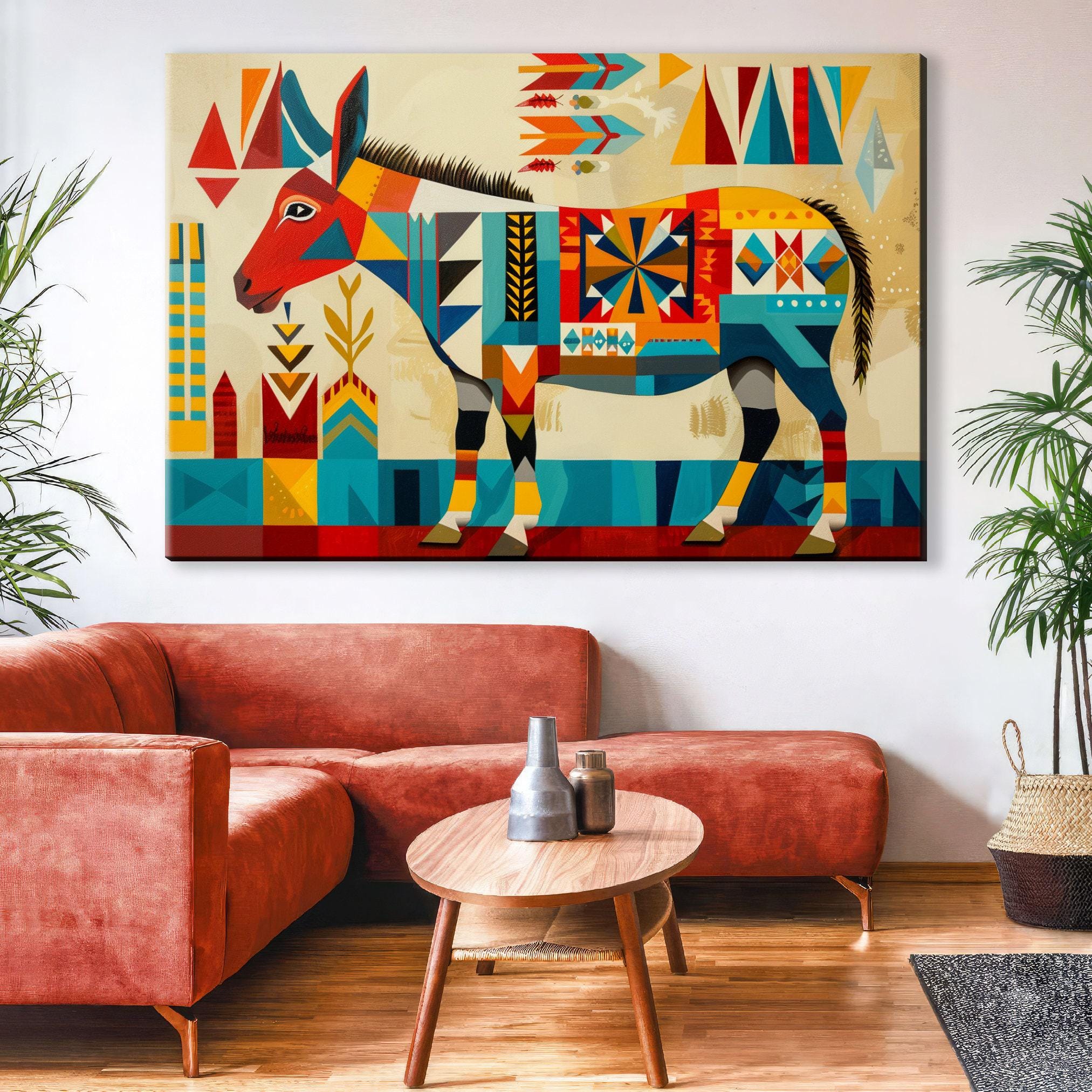 Southwest Donkey Art – Large Canvas Print on Gallery Wrapped Canvas, Ready to Hang