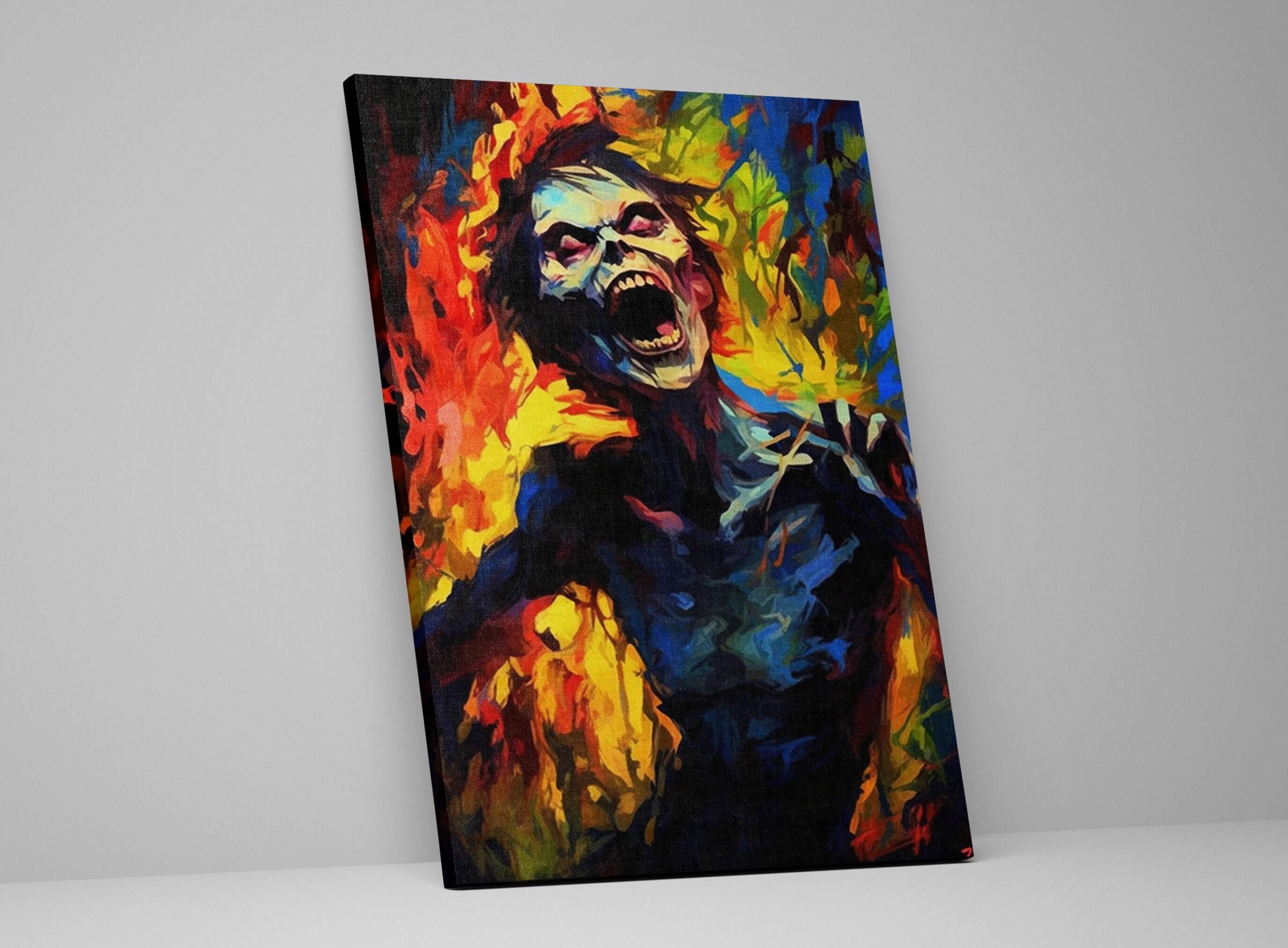 Halloween Zombie Wall Art – Large Spooky Canvas Print on Gallery Wrapped Artist Grade Canvas