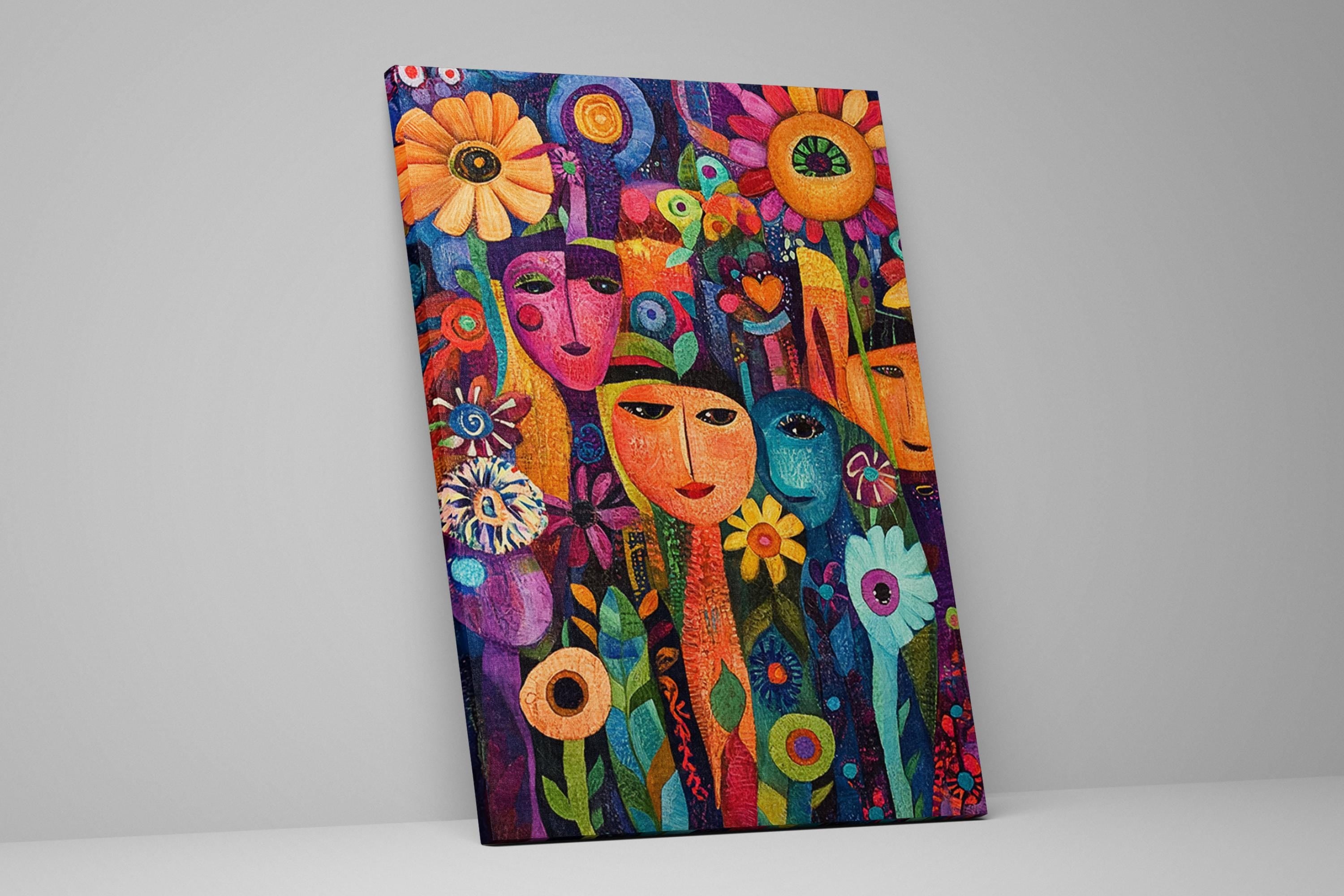 a painting of a woman surrounded by flowers