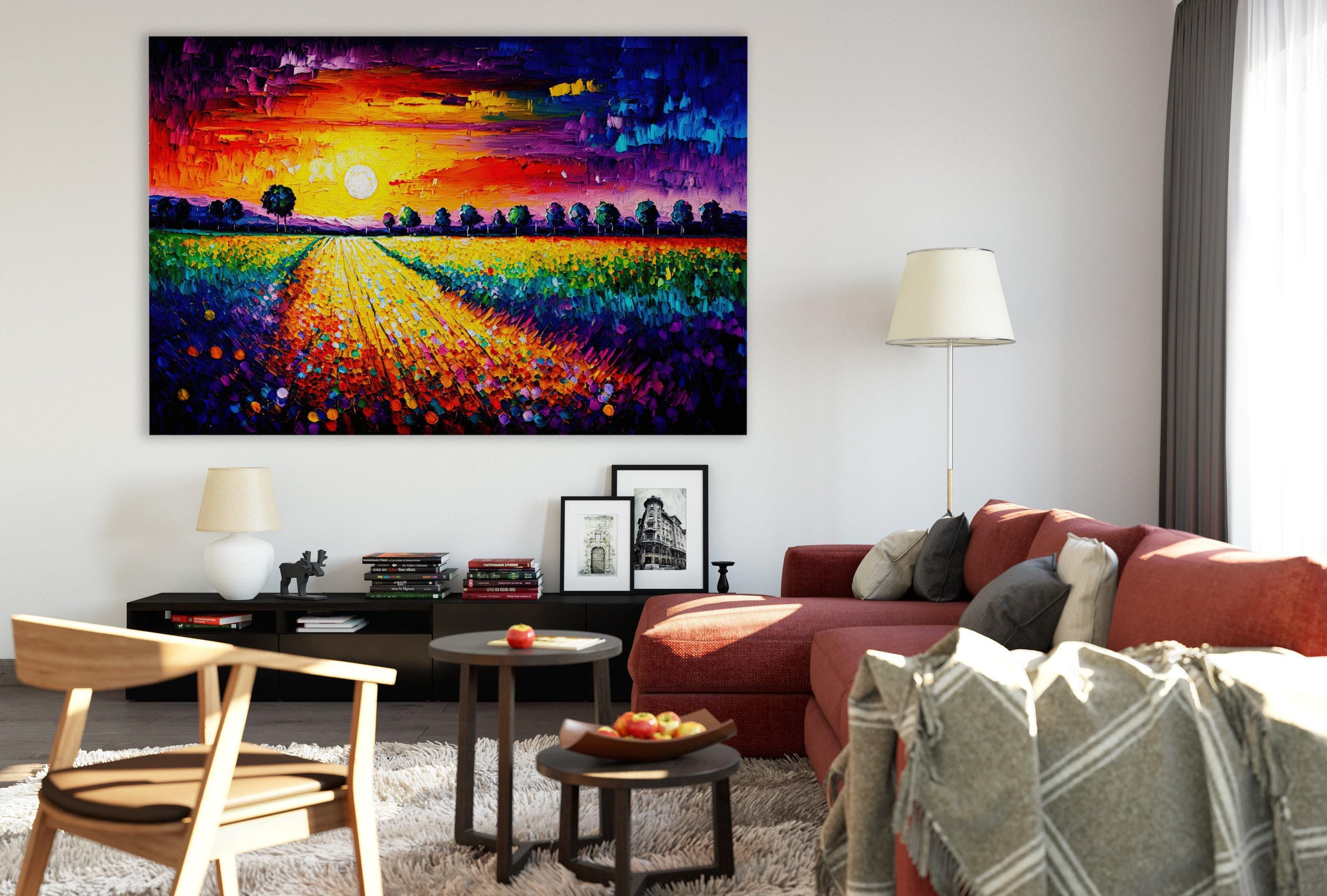 Flower Field Canvas Art – Vibrant Floral Canvas | Large Wall Art with Wood Frame