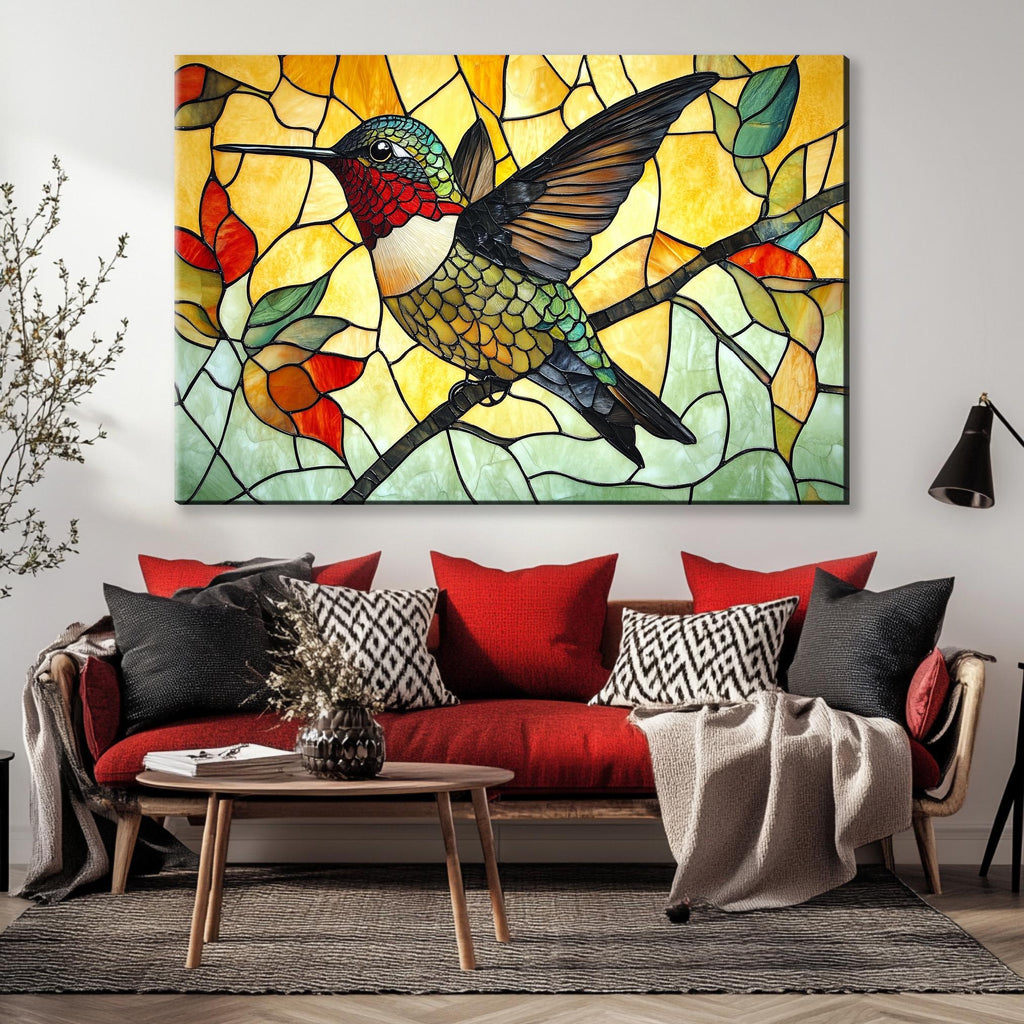 a living room filled with furniture and a painting on the wall