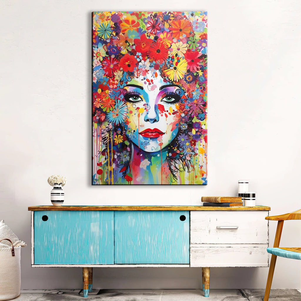 Feminine Pop Art - Fashion Canvas Wall Art Print | Large Female Face Canvas
