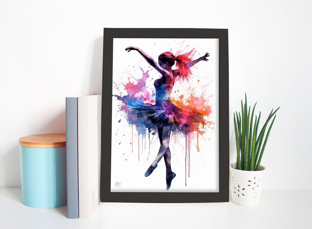Elegant Ballerina Dancer: Watercolor Wall Art Print, Giclee Print on Canvas, Artist Paper, Watercolor Paper, Available in Extra Large Sizes