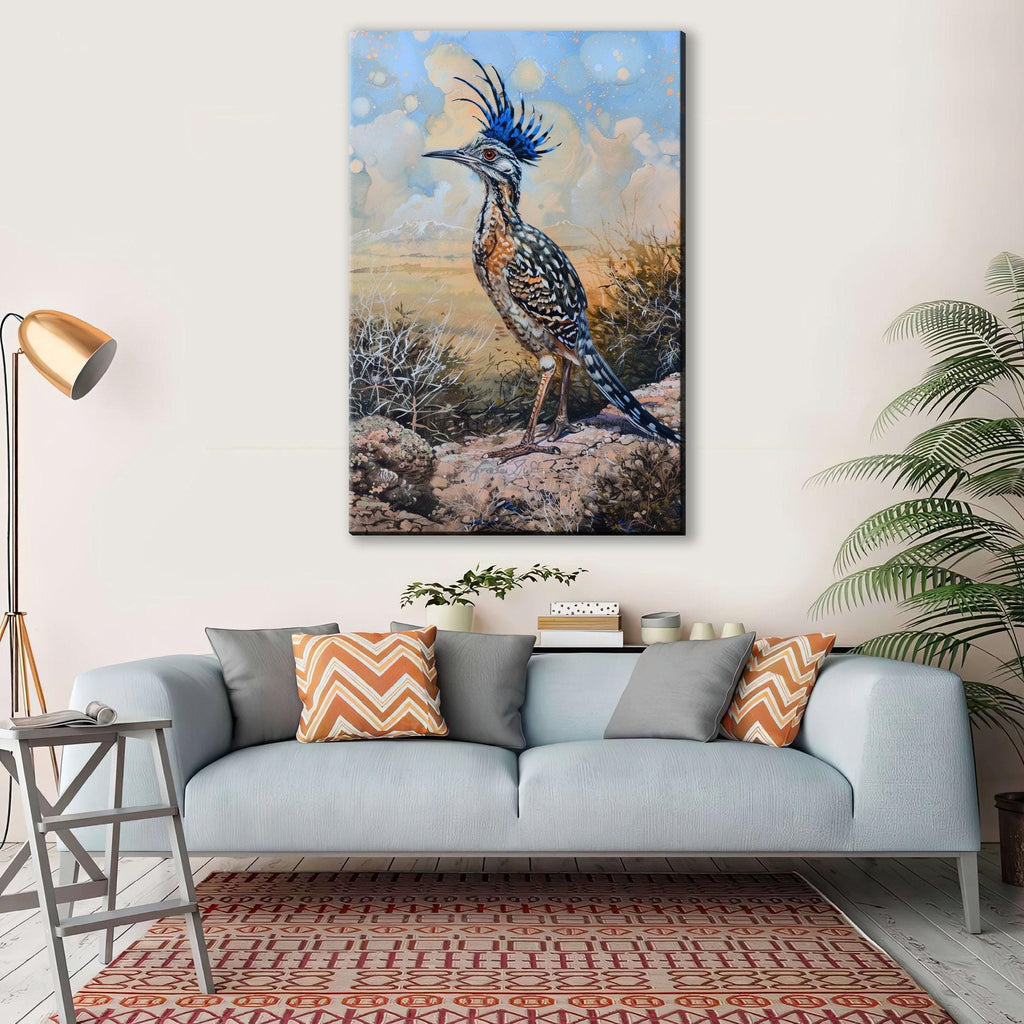 Desert Roadrunner Painting - Southwest Wall Art | Large Canvas Print, Ready to Hang