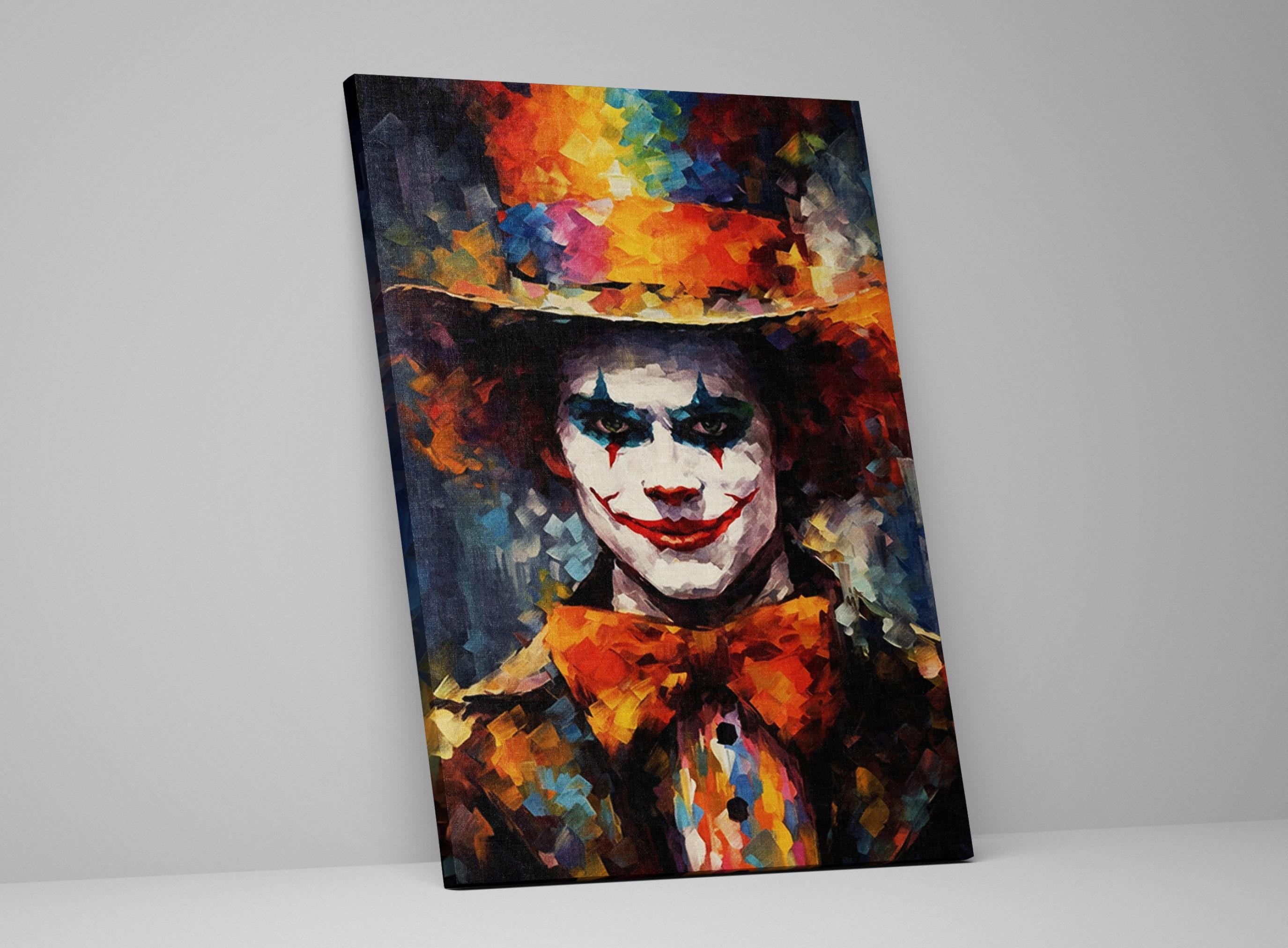 Halloween Creepy Clown Art - Large Gallery Wrapped Canvas | Spooky Wall Decor