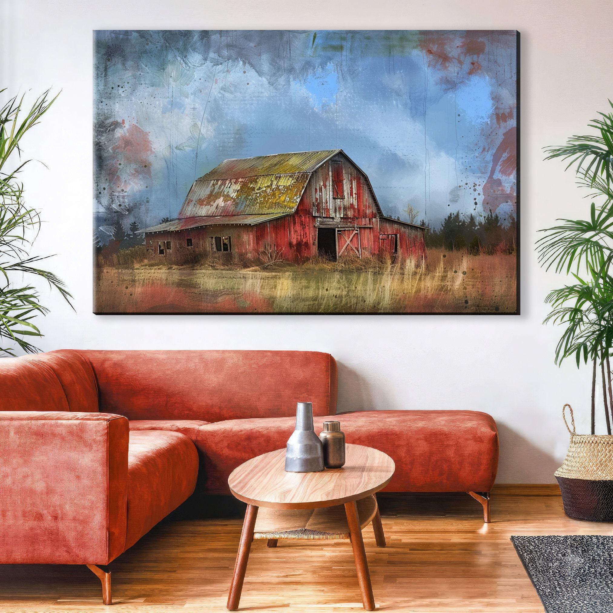 Farmhouse Wall Art – Tranquil Rural Barn Artwork | Rustic Canvas Print, Extra Large