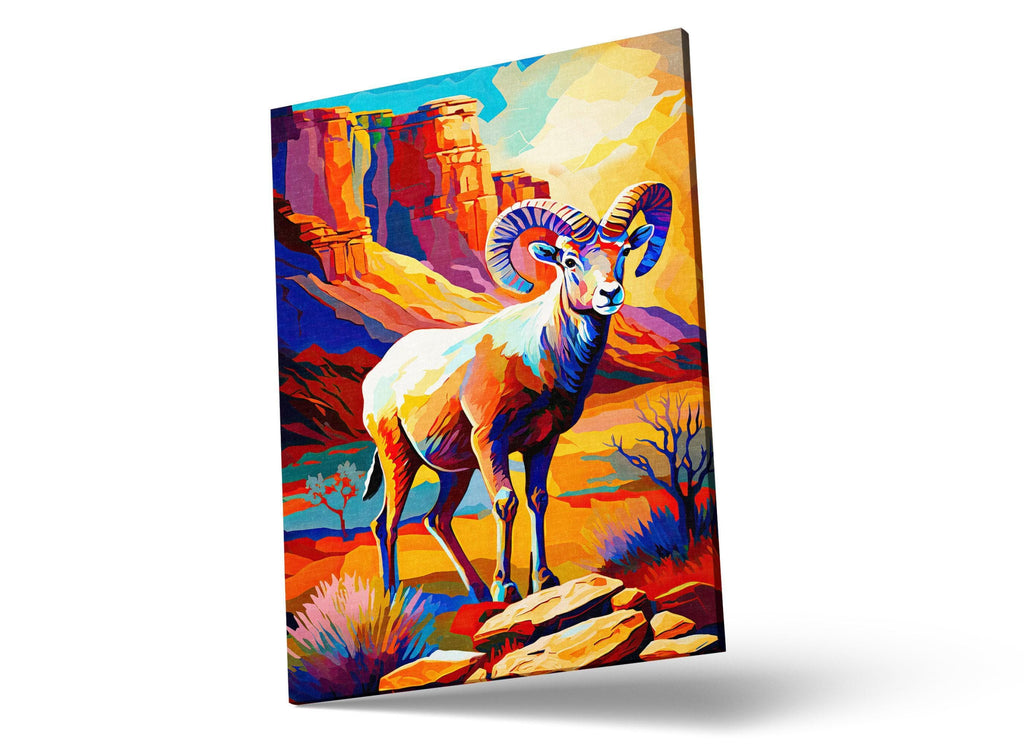 Bighorn Sheep Canvas - Desert Wildlife Art | Southwest Wall Art, Gallery Ready Print