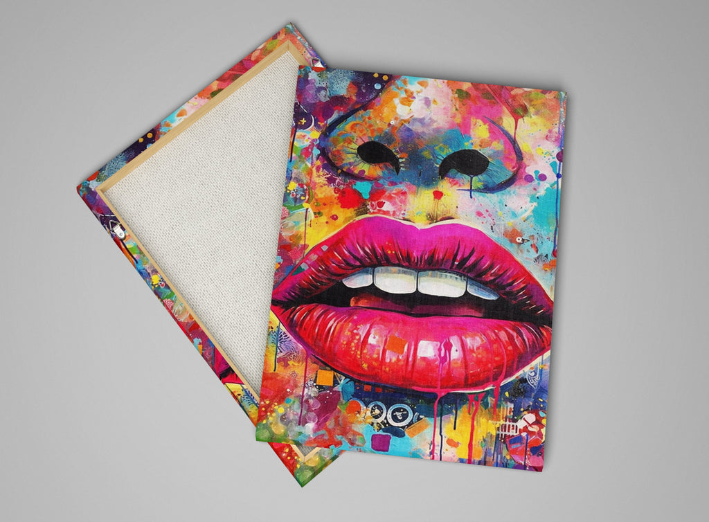 Sexy Lips Wall Art – Woman's Lips Pop Art Canvas Print with Luscious Feminine Beauty