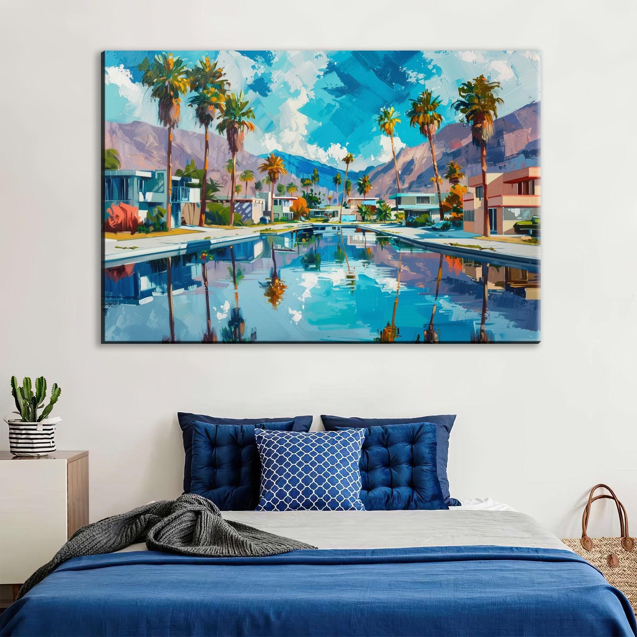 Palm Springs Pool Scene - Large Canvas Art | Gallery Wrapped Canvas Ready to Hang