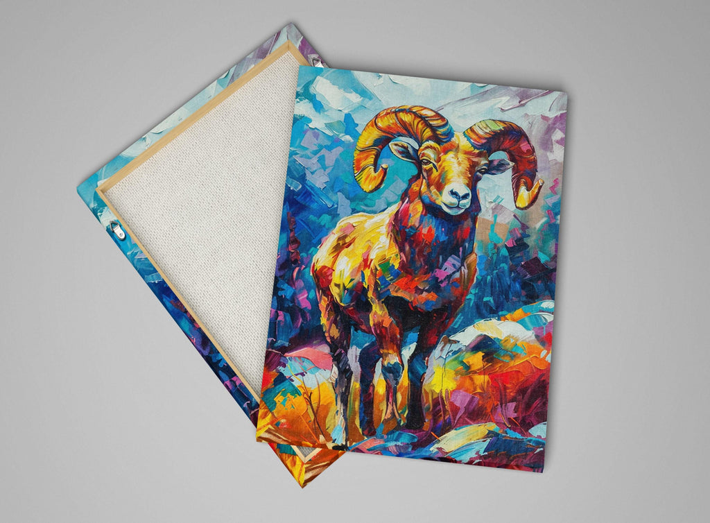 Bighorn Sheep Artwork – Southwest Art Print on Gallery Wrapped Canvas, Ready to Hang