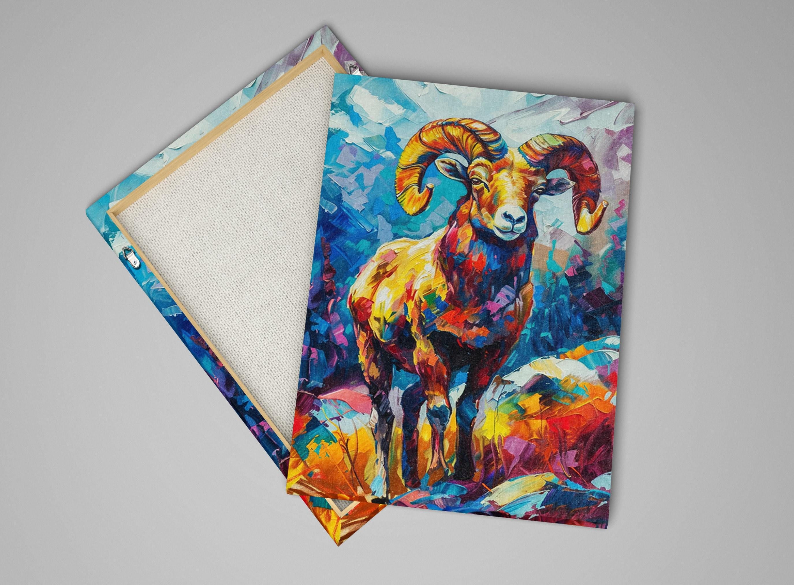 Bighorn Sheep Artwork – Southwest Art Print on Gallery Wrapped Canvas, Ready to Hang