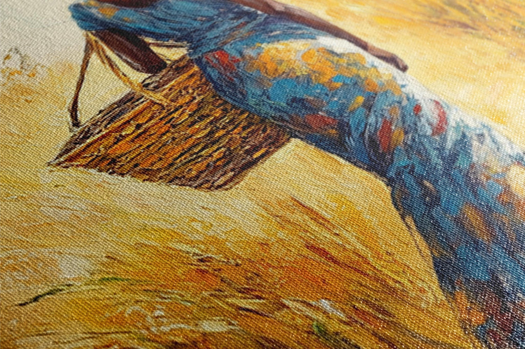 a painting of a woman carrying a basket