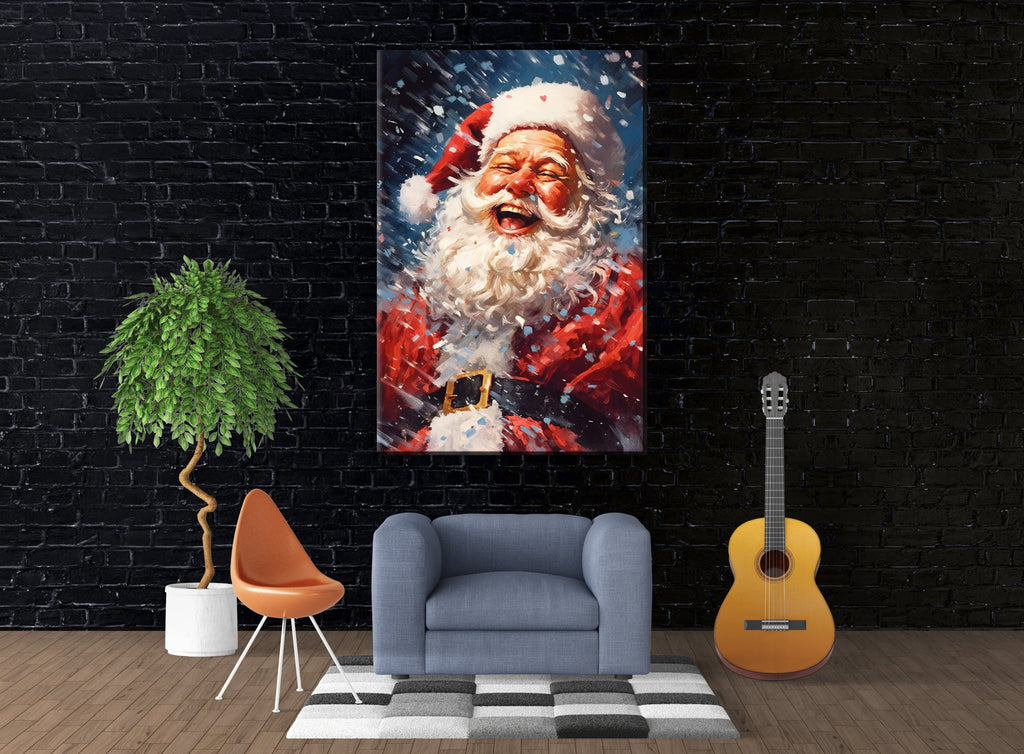 Santa Canvas Print | Classic Christmas Decor on Giclee Canvas - Ready to Hang Holiday Wall Art