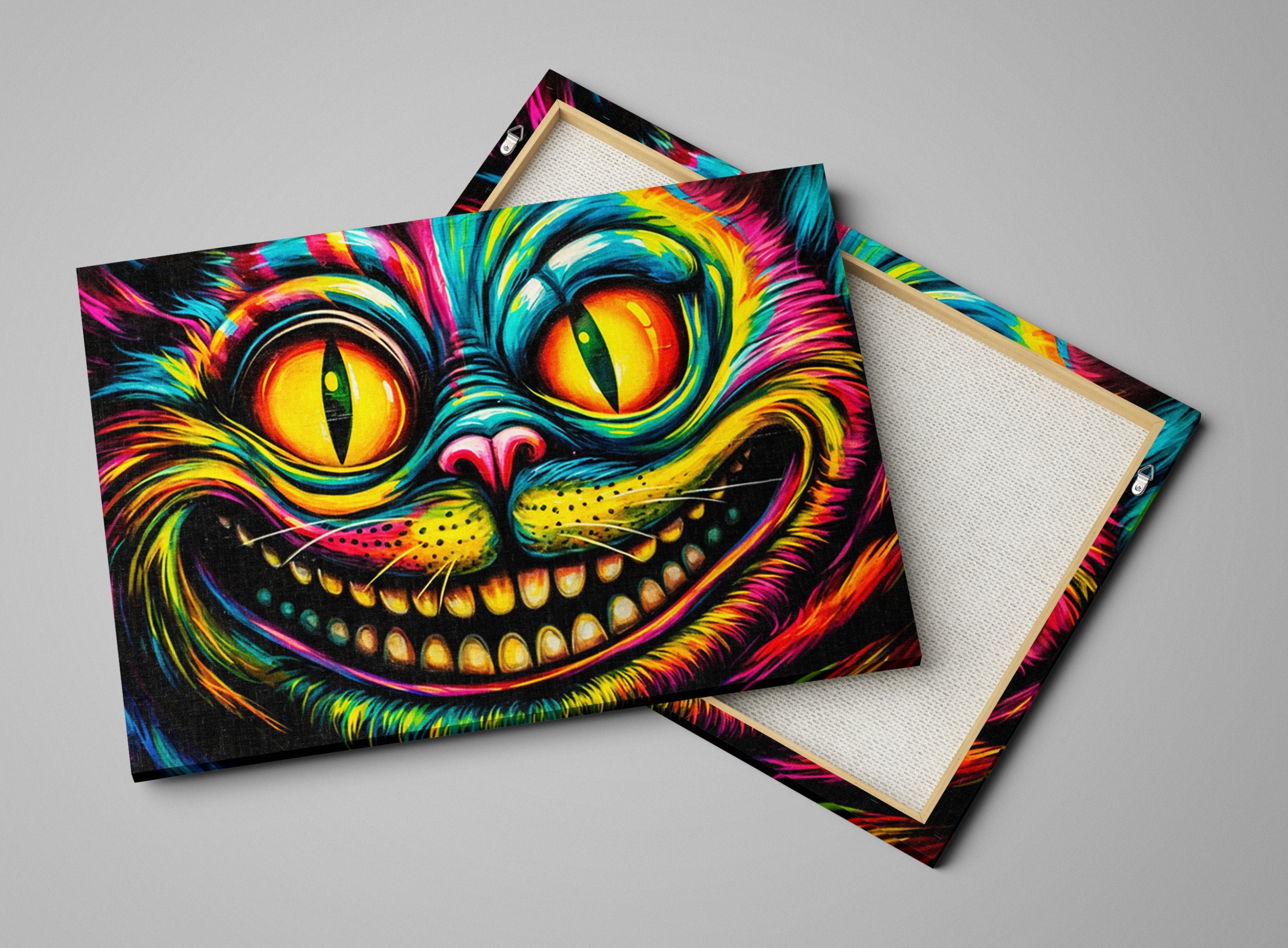 Cheshire Cat Wall Art – Vibrant Fantasy Canvas Print | Wonderland Themed Art