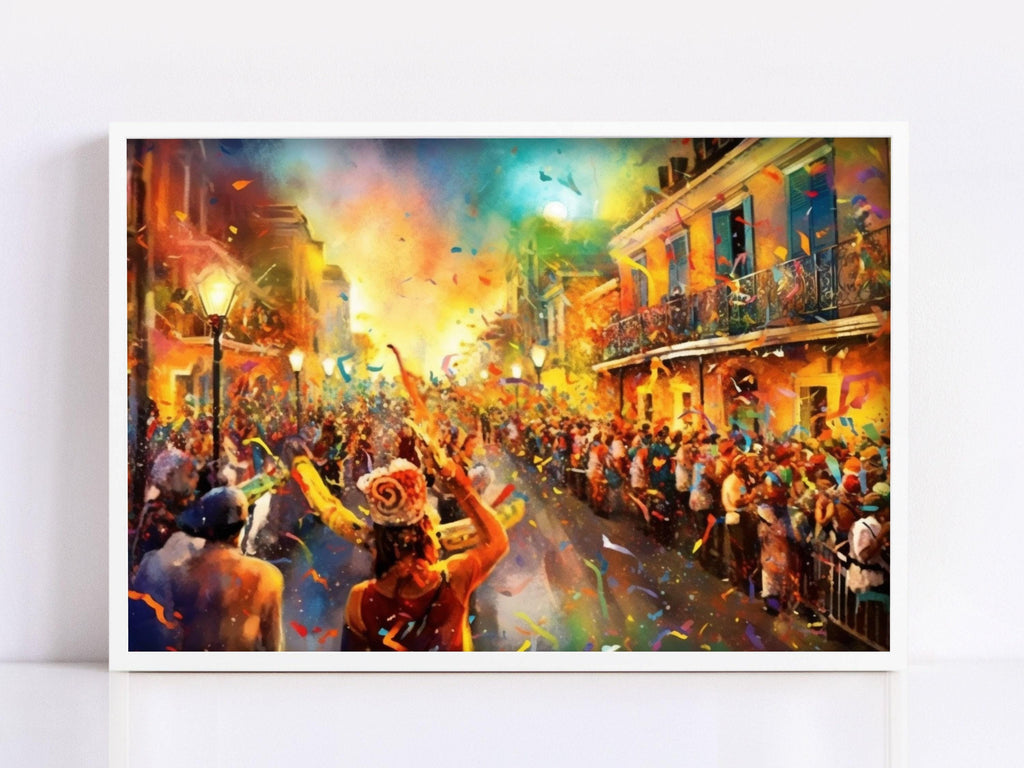 Joyful Mardi Gras Carnival Watercolor Art Print - Giclee Print on Canvas, Artist Paper, Watercolor Paper, Available in Extra Large Sizes