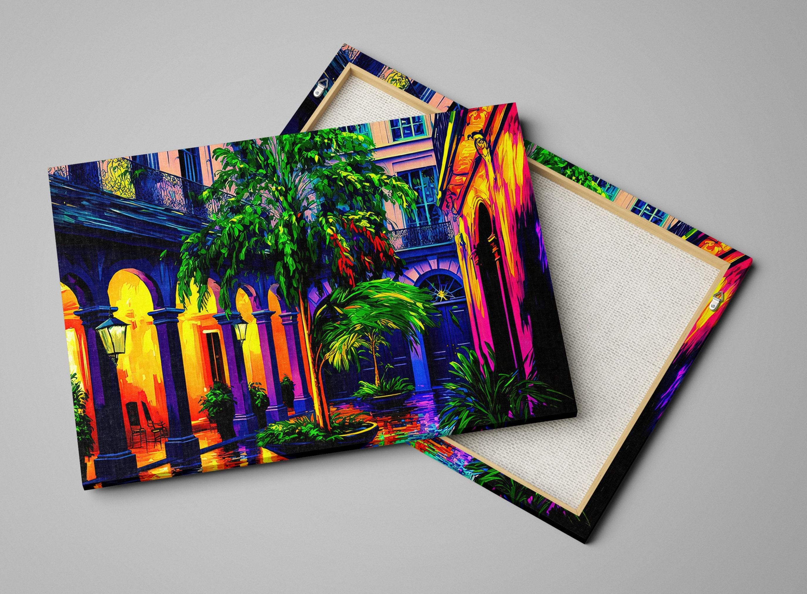 New Orleans Painting – Bright Colorful NOLA Wall Art Canvas | French Quarter Art Print
