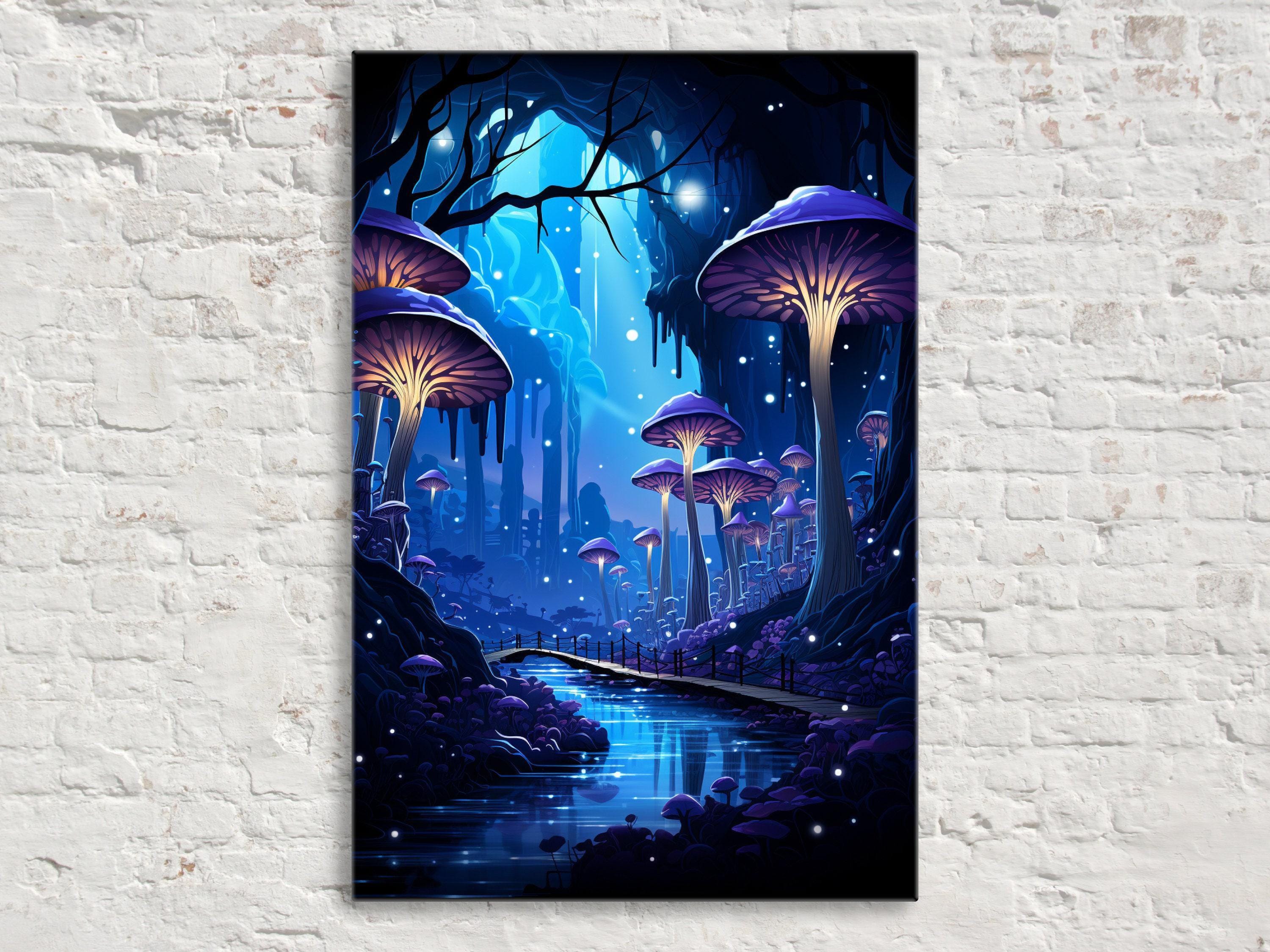 Mystical Mushroom Canvas – Large Psychedelic Mushroom Print on Gallery Wrapped Canvas