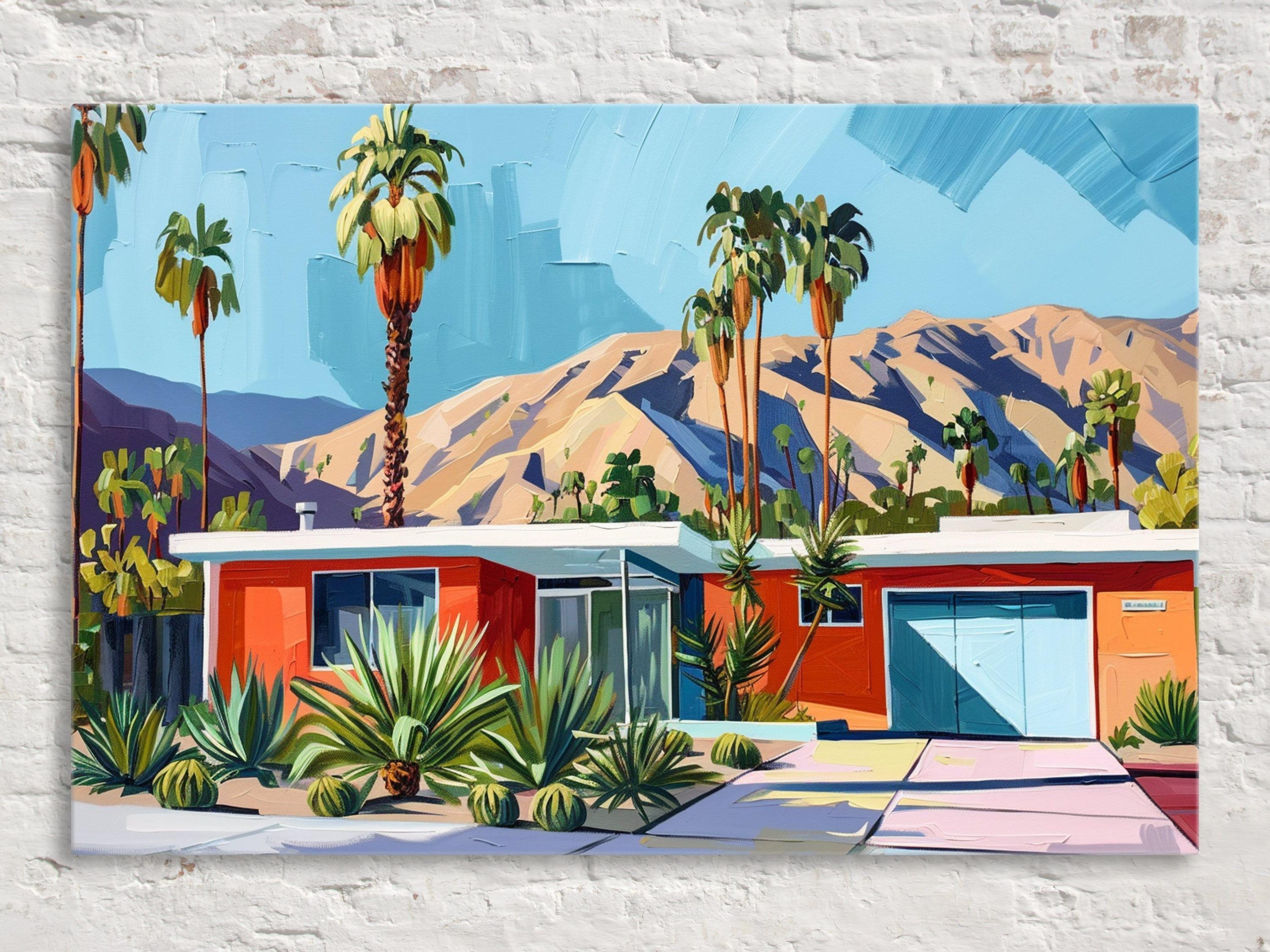 Mid-Century Modern Canvas – Palm Springs Decor | Gallery Wrapped Large Wall Art