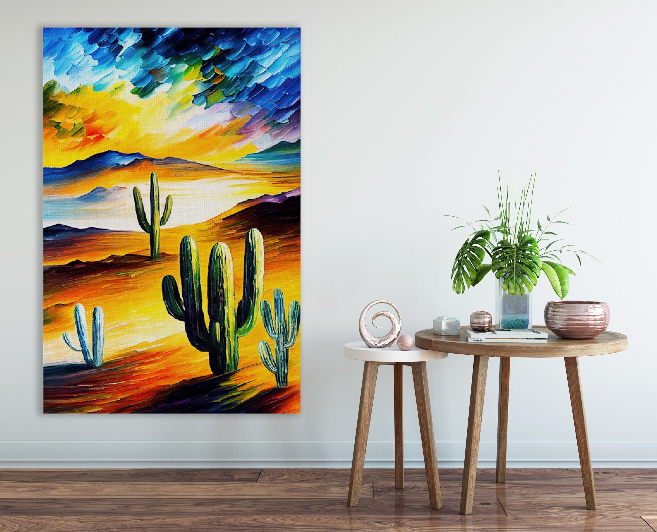 Desert Cactus Canvas – Southwest Art Print | Serene Landscape & Gallery Ready