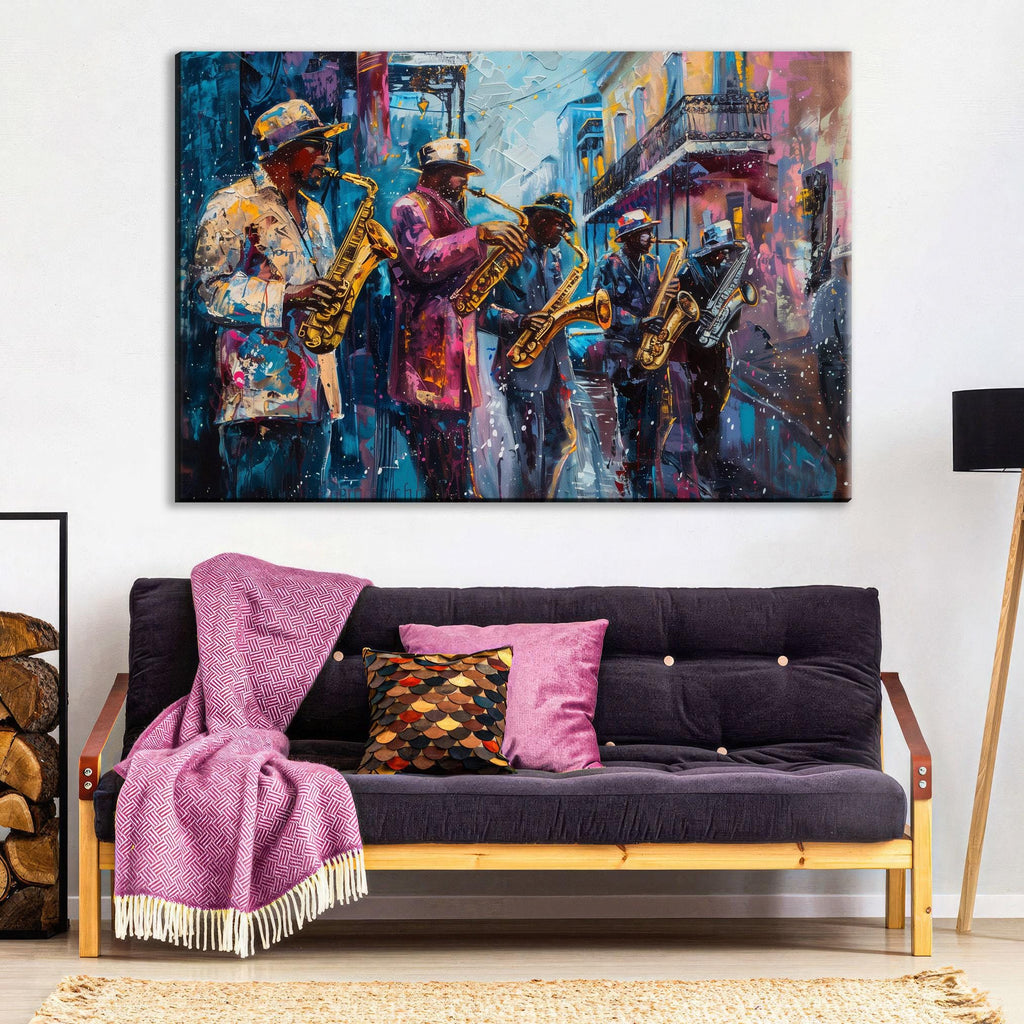 Bourbon Street Jazz Painting – New Orleans Wall Art | Gallery Wrapped Canvas Print