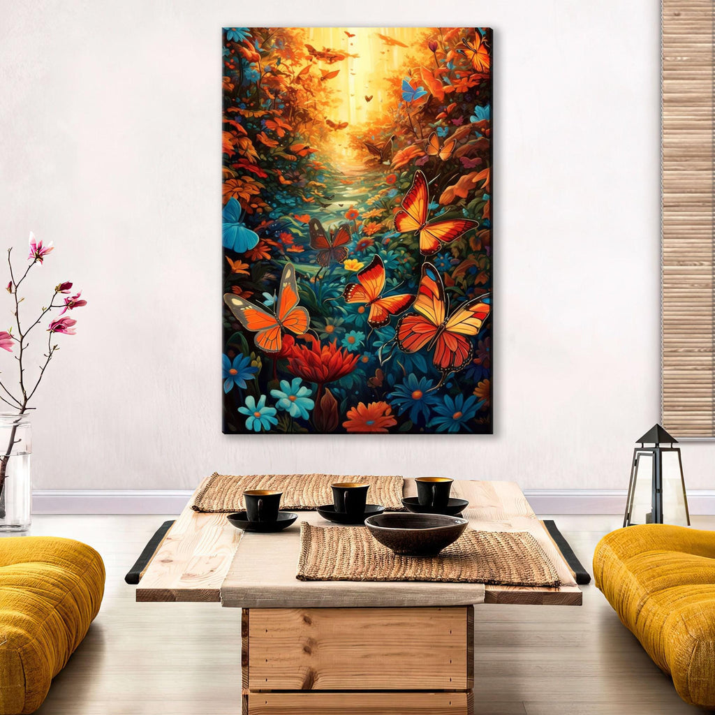 Butterfly Canvas Art – Large Colorful Nature Art With Monarch Butterfly Print
