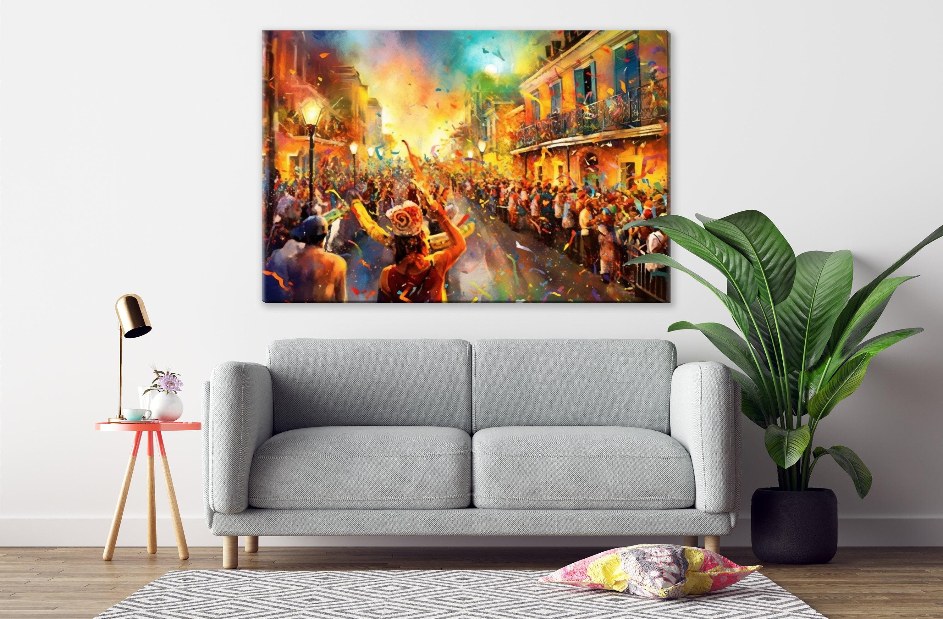 Joyful Mardi Gras Carnival Watercolor Art Print - Giclee Print on Canvas, Artist Paper, Watercolor Paper, Available in Extra Large Sizes