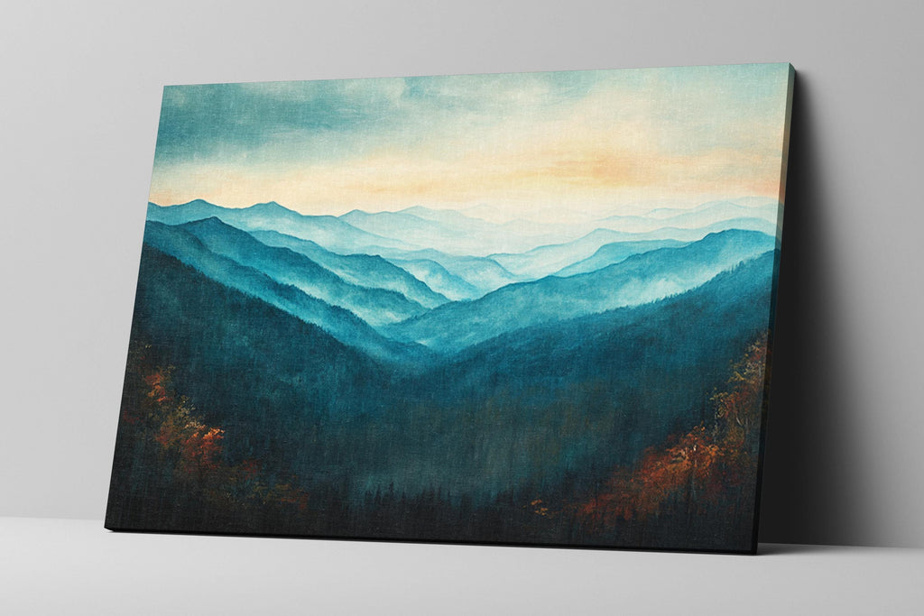 Great Smoky Mountains Canvas - Extra Large Framed Mountain Range Art, Ready to Hang