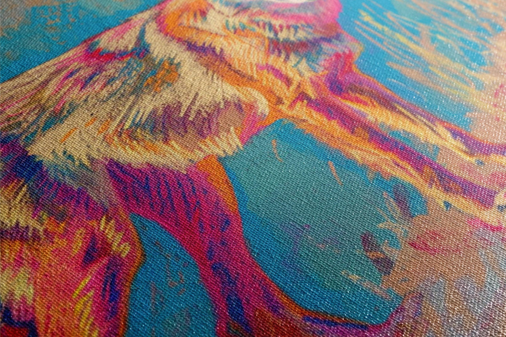 Vibrant Coyote Art – Large Canvas Wall Art, Gallery Wrapped, Ready to Hang