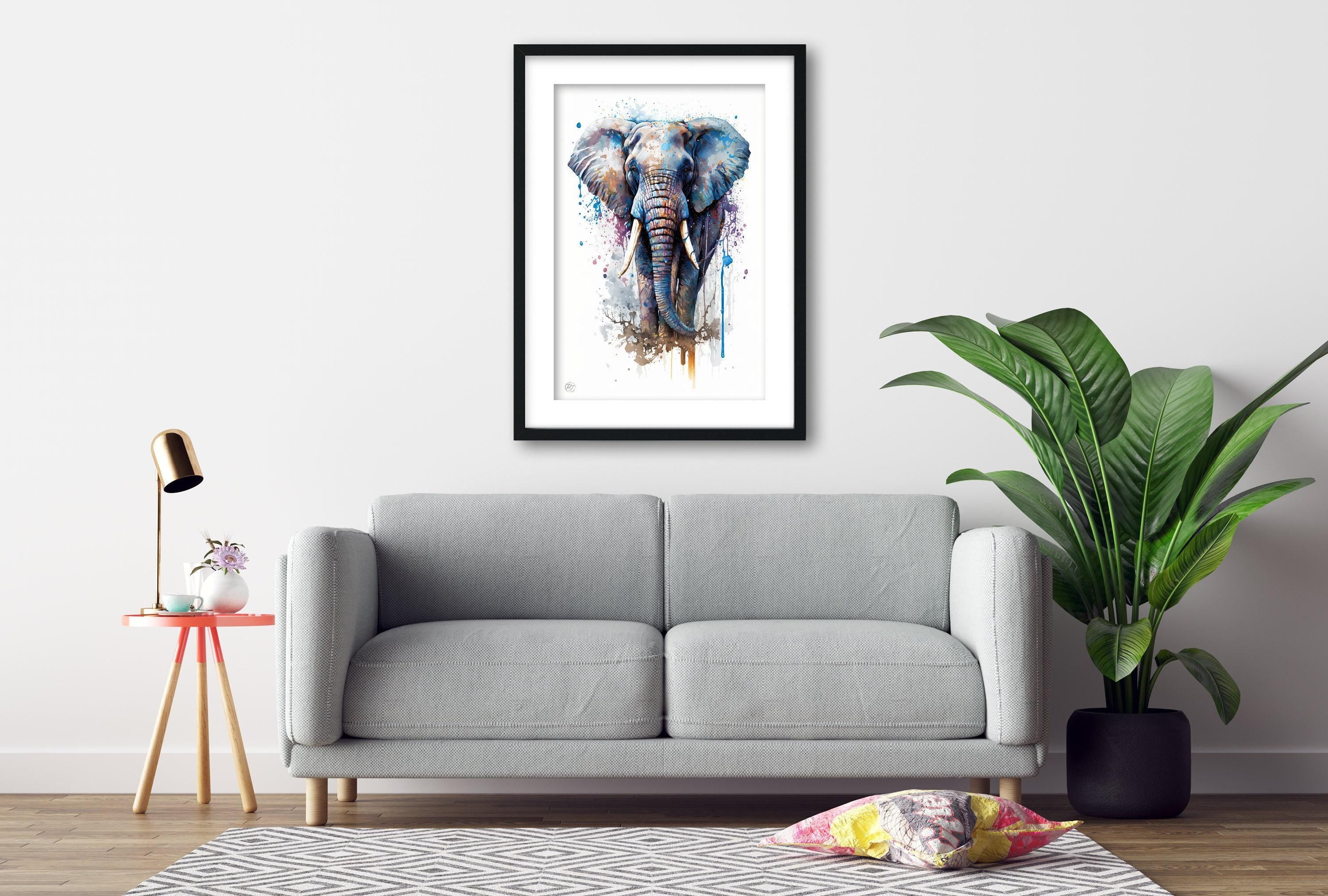 Elephant Majesty: Wildlife Watercolor Painting, Giclee Print on Canvas, Artist Paper, Watercolor Paper, Available in Extra Large Sizes