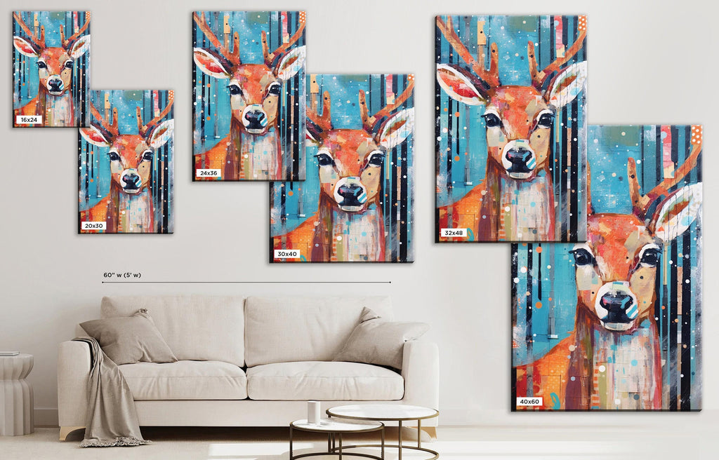Reindeer Canvas Art - Festive Holiday Wall Decor | Extra Large Giclee Print
