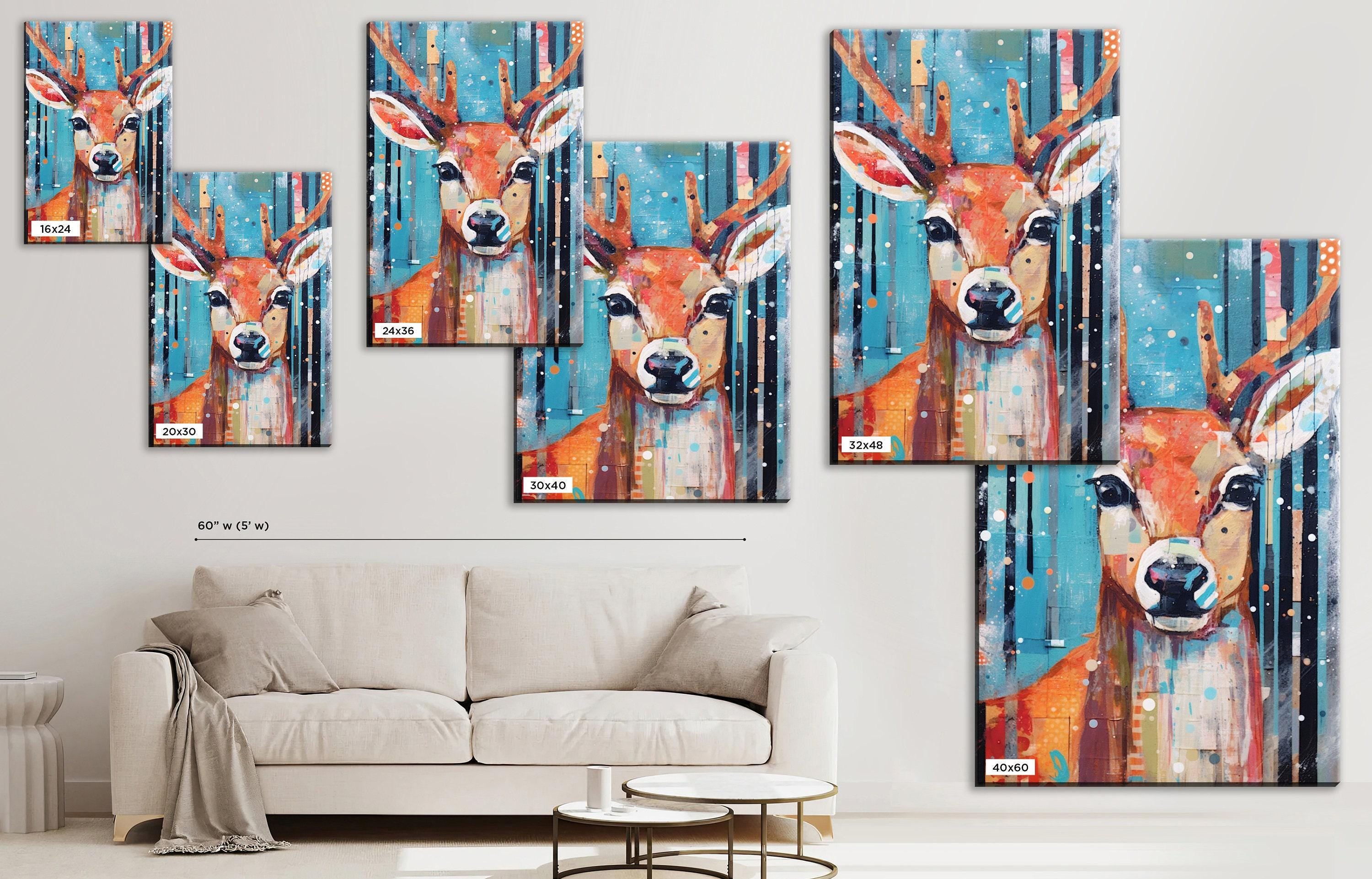 Reindeer Canvas Art - Festive Holiday Wall Decor | Extra Large Giclee Print