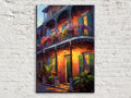 New Orleans Canvas Art – Large Framed French Quarter Painting With Wood Frame