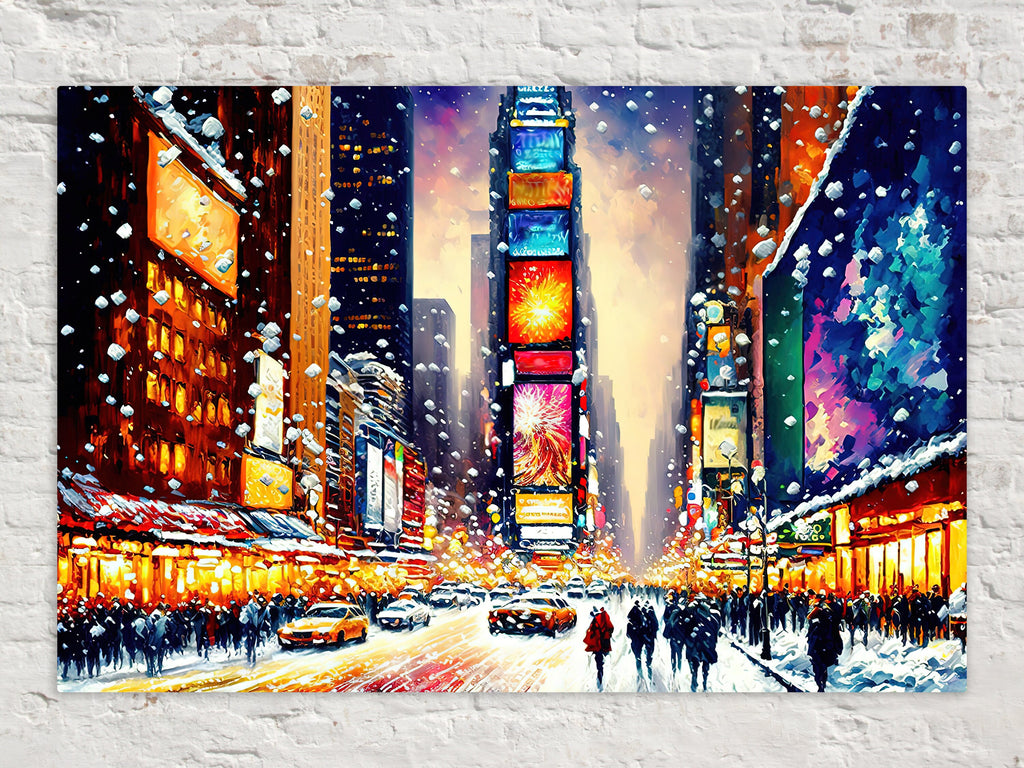 Times Square Canvas Print – Vibrant NYC Winter Scene on Gallery Ready Canvas