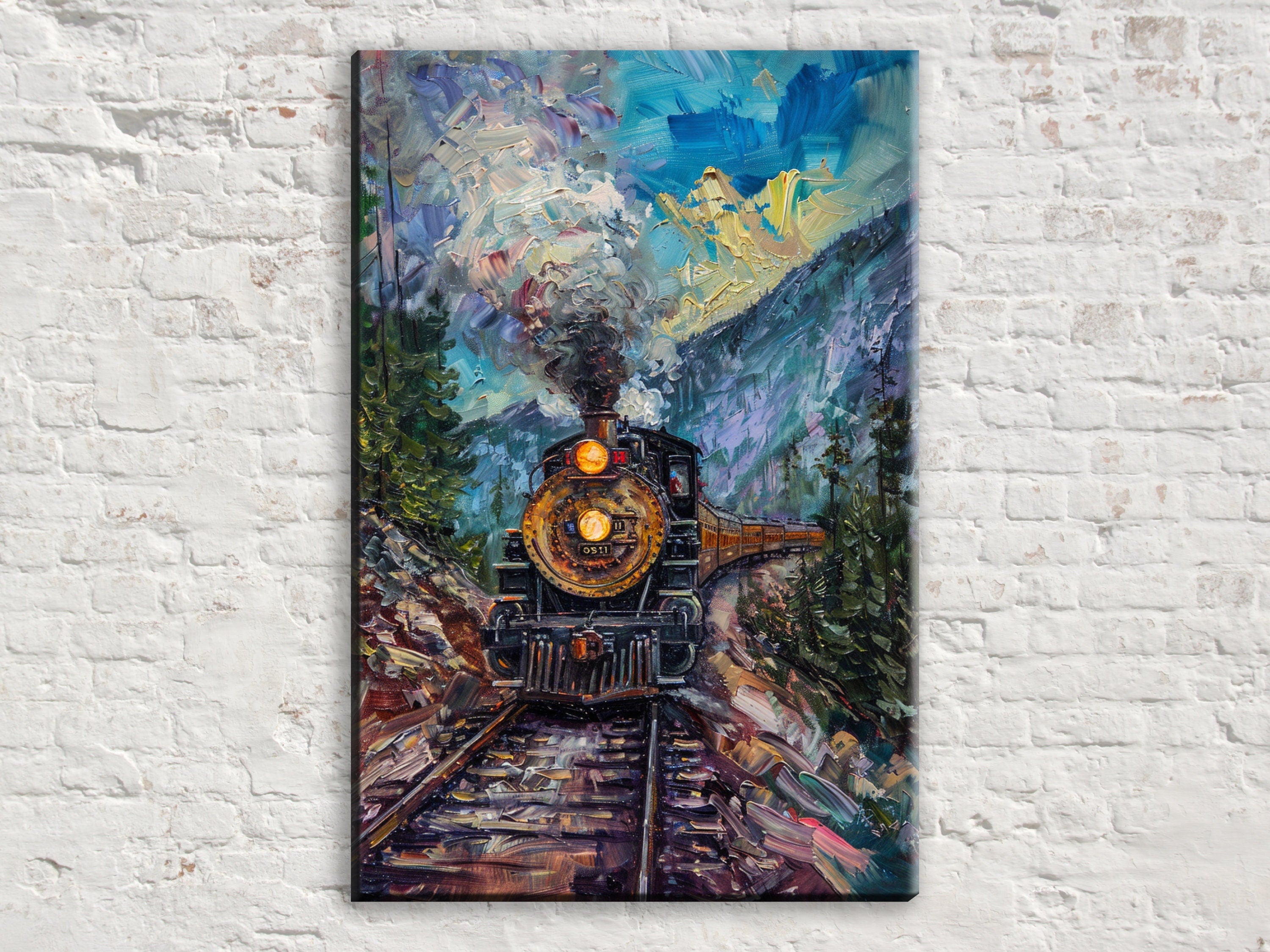 Railroad Engine Canvas - Large Locomotive Wall Art | Gallery Wrapped, Ready to Hang