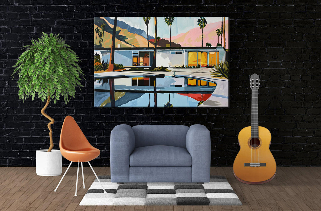 Retro Palm Springs Art - Mid-Century Modern Print | Gallery Wrapped Canvas Ready to Hang