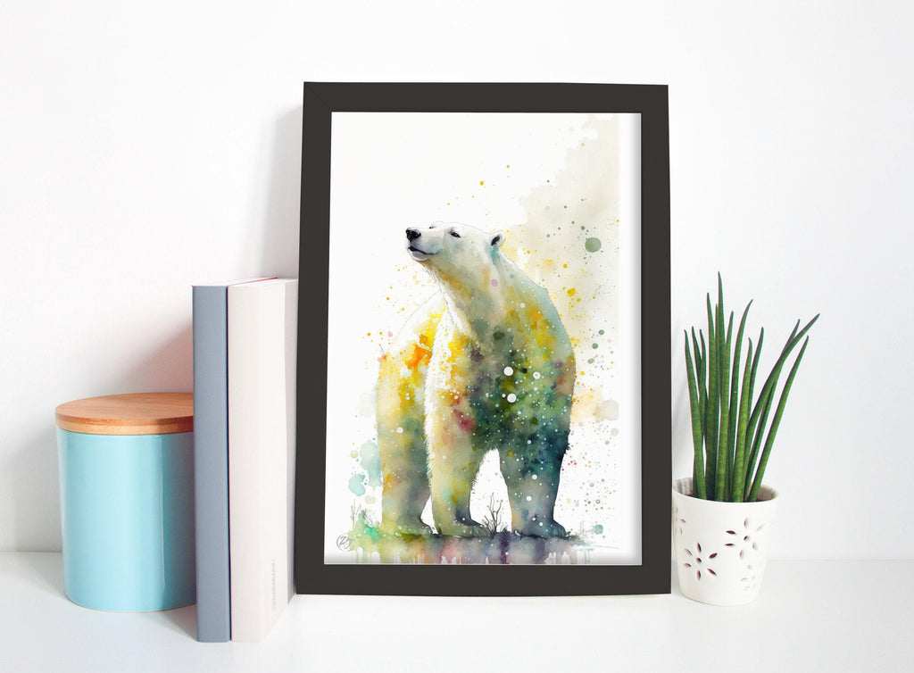 Arctic Majesty: Polar Bear Watercolor Wall Art Print, Giclee Print on Canvas, Artist Paper, Watercolor Paper, Available in Extra Large Sizes