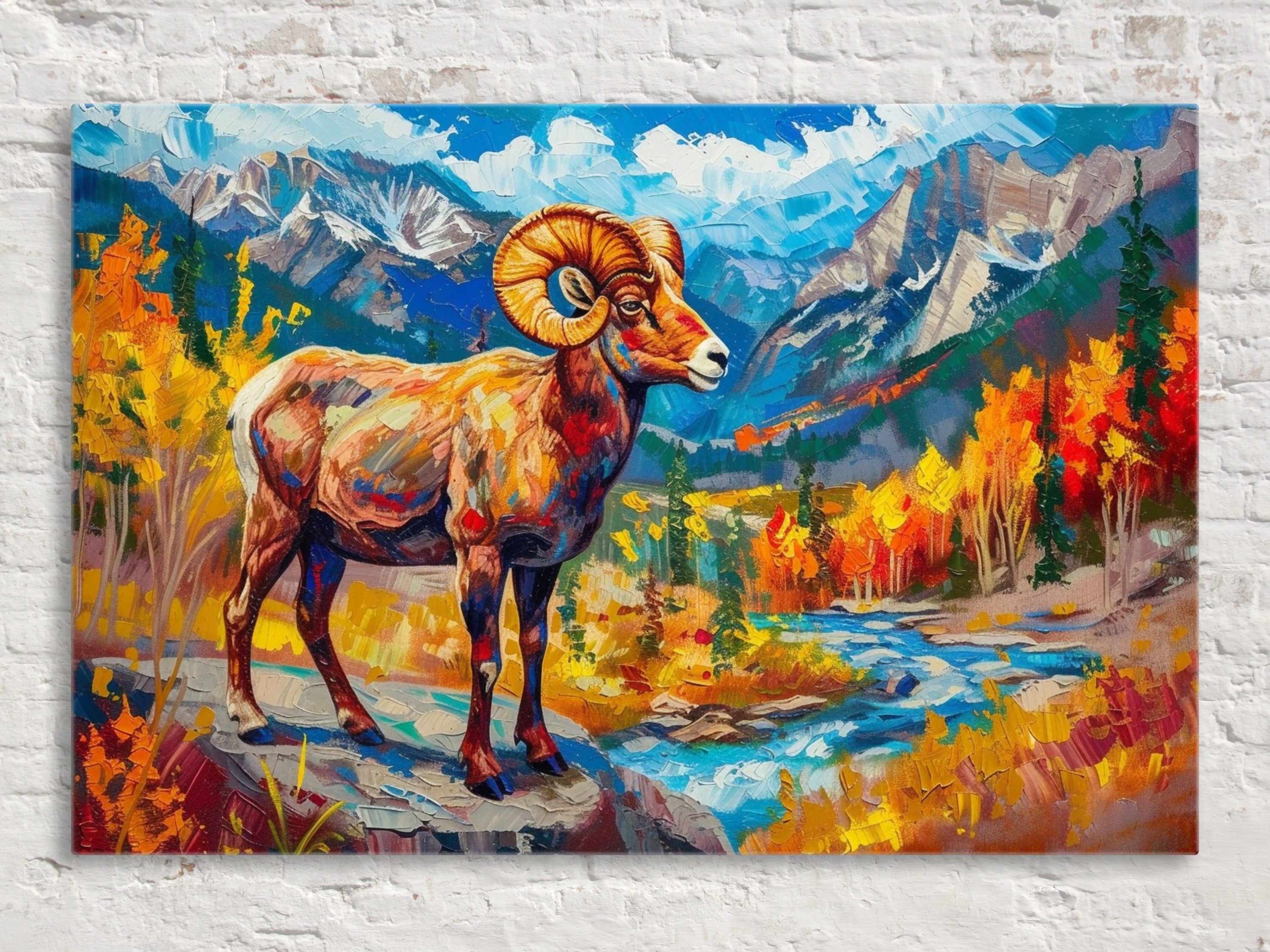 Bighorn Sheep Art - Large Gallery Wrapped Canvas | Mountain Wildlife Print Decor