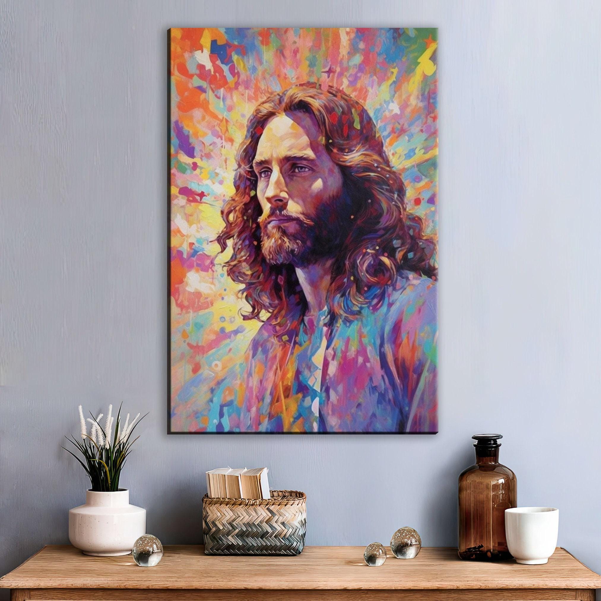 Jesus Christ Canvas Art - Colorful Religious Canvas Print | Large Spiritual Wall Art