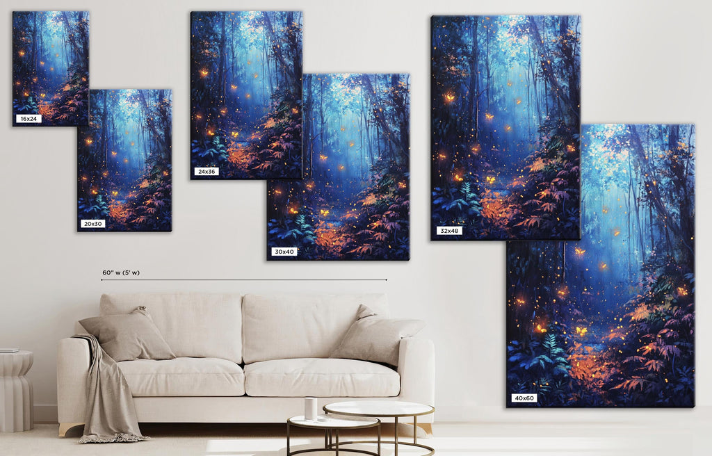 a living room with a couch and a painting on the wall