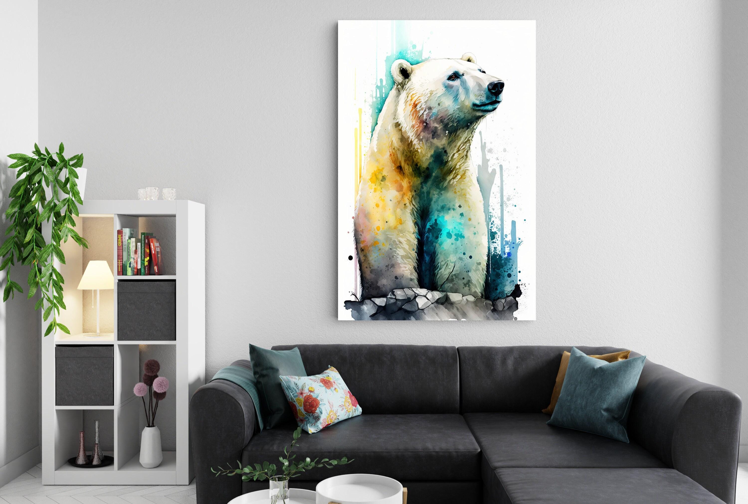 Polar Beauty: Polar Bear Watercolor Painting, Giclee Print on Canvas, Artist Paper, Watercolor Paper, Available in Extra Large Sizes