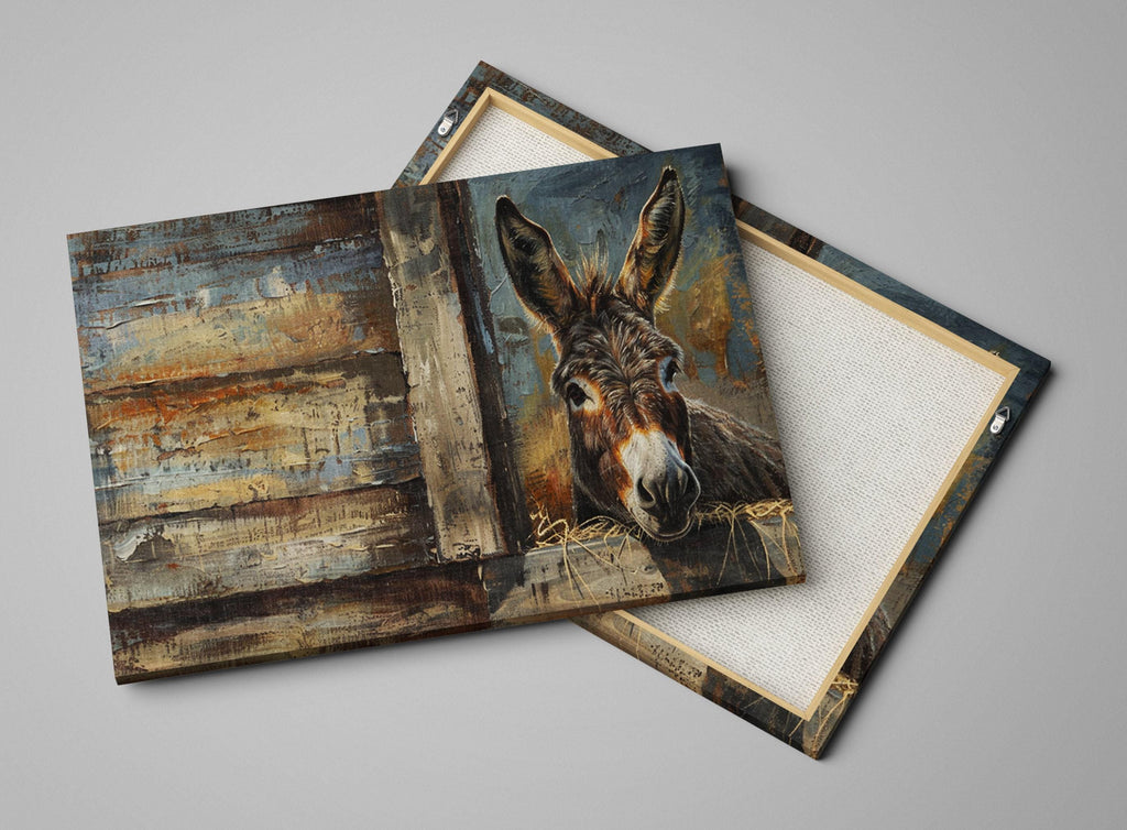 Rustic Texas Donkey | Southwestern Donkey Art - Extra Large Gallery Wrapped Canvas Print