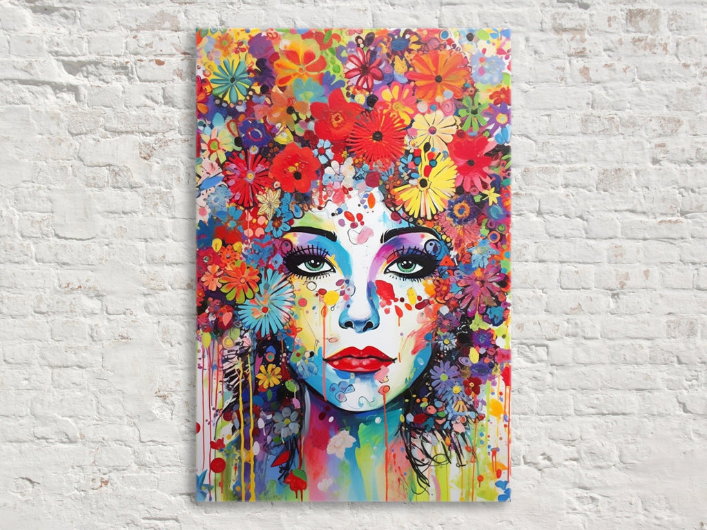 Feminine Pop Art - Fashion Canvas Wall Art Print | Large Female Face Canvas