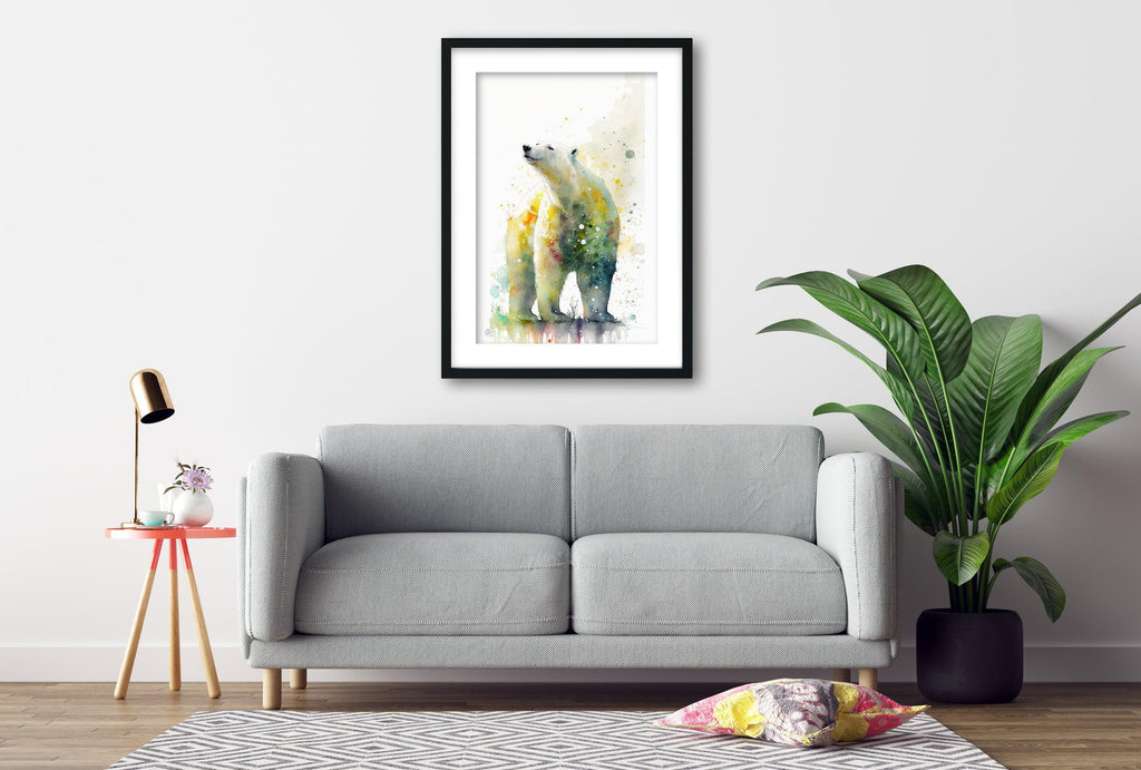 Arctic Majesty: Polar Bear Watercolor Wall Art Print, Giclee Print on Canvas, Artist Paper, Watercolor Paper, Available in Extra Large Sizes