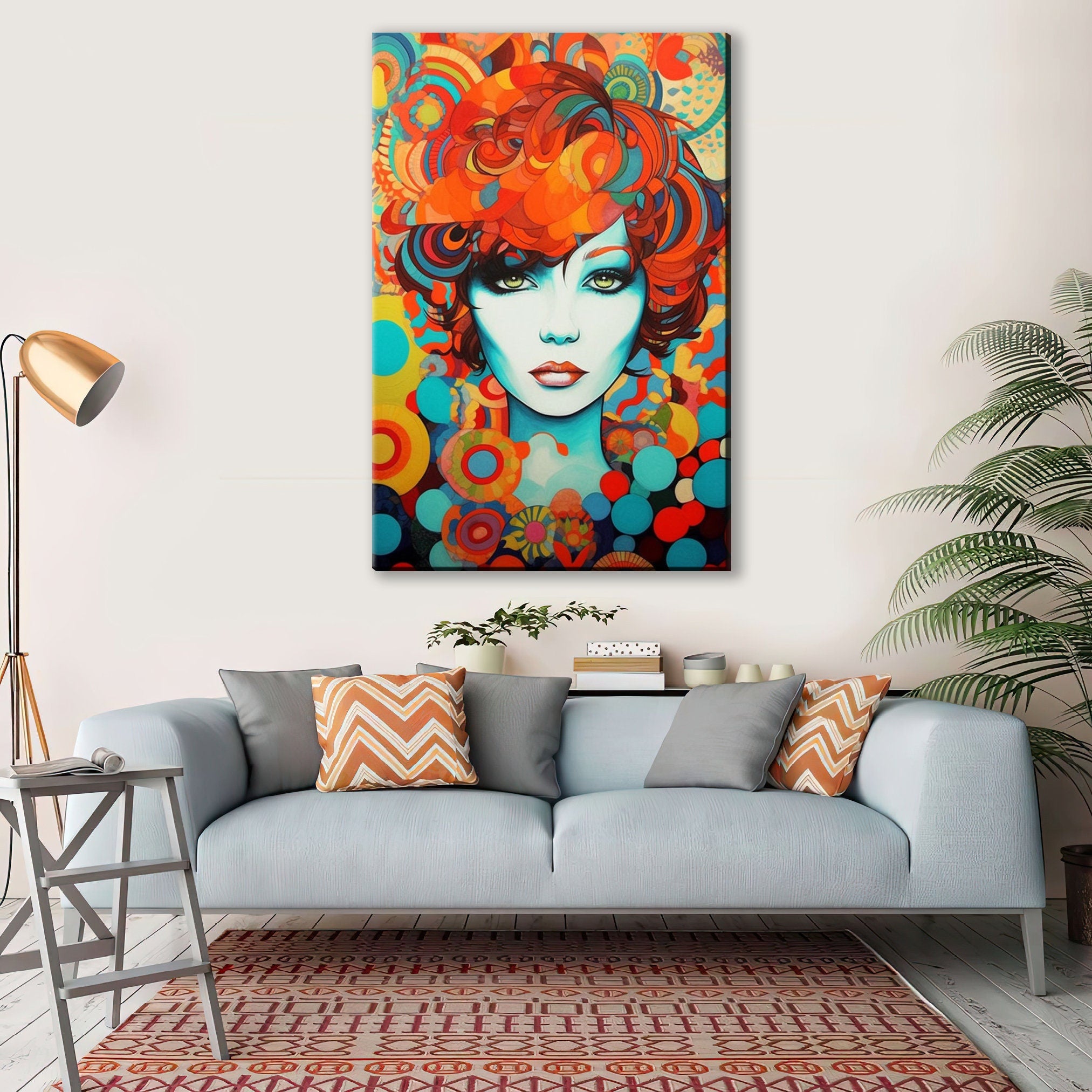 Art Deco Woman Portrait – Large Canvas Wall Art With Scratch Resistant Coating