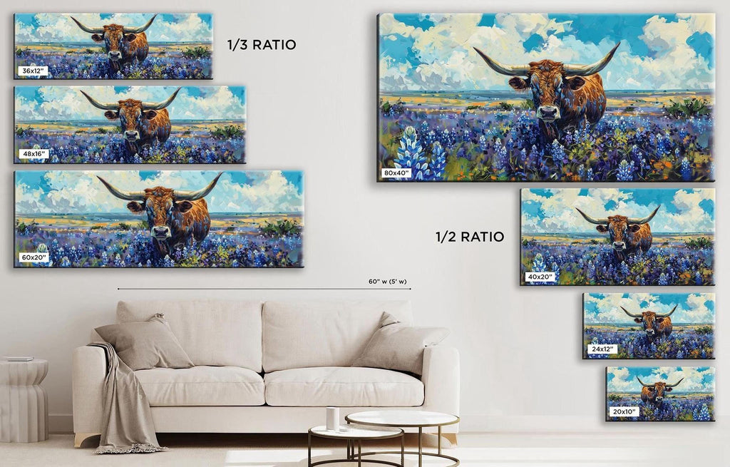 a living room with a couch and paintings on the wall