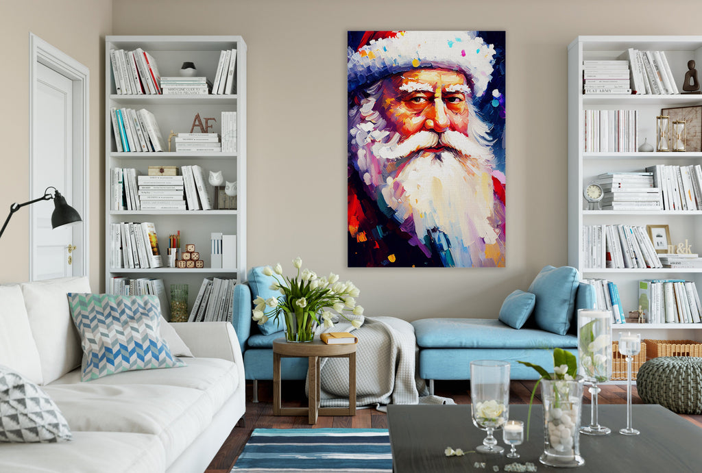 Santa Claus Canvas Print - Festive Holiday Painting | Christmas Wall Art Decor