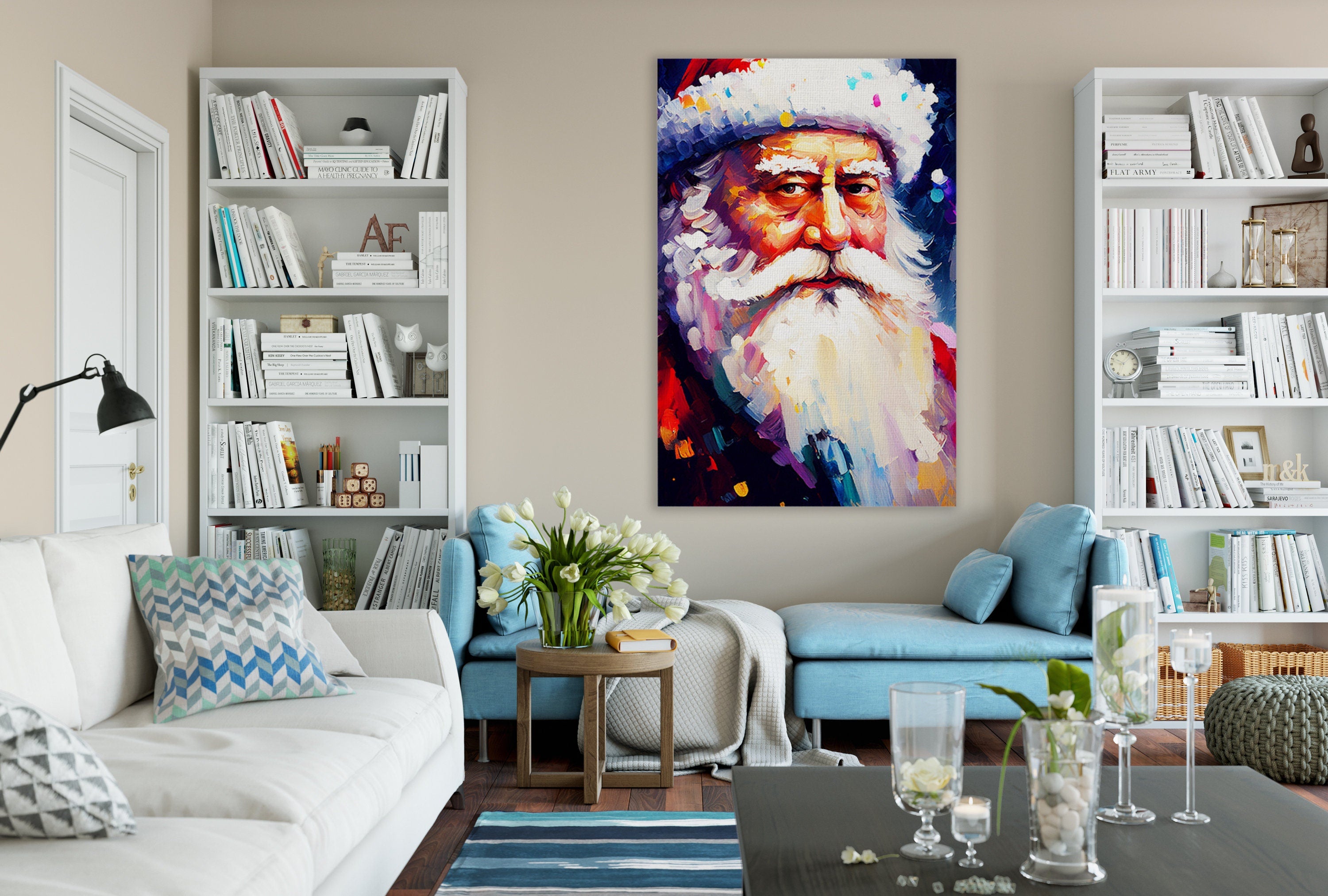 Santa Claus Canvas Print - Festive Holiday Painting | Christmas Wall Art Decor